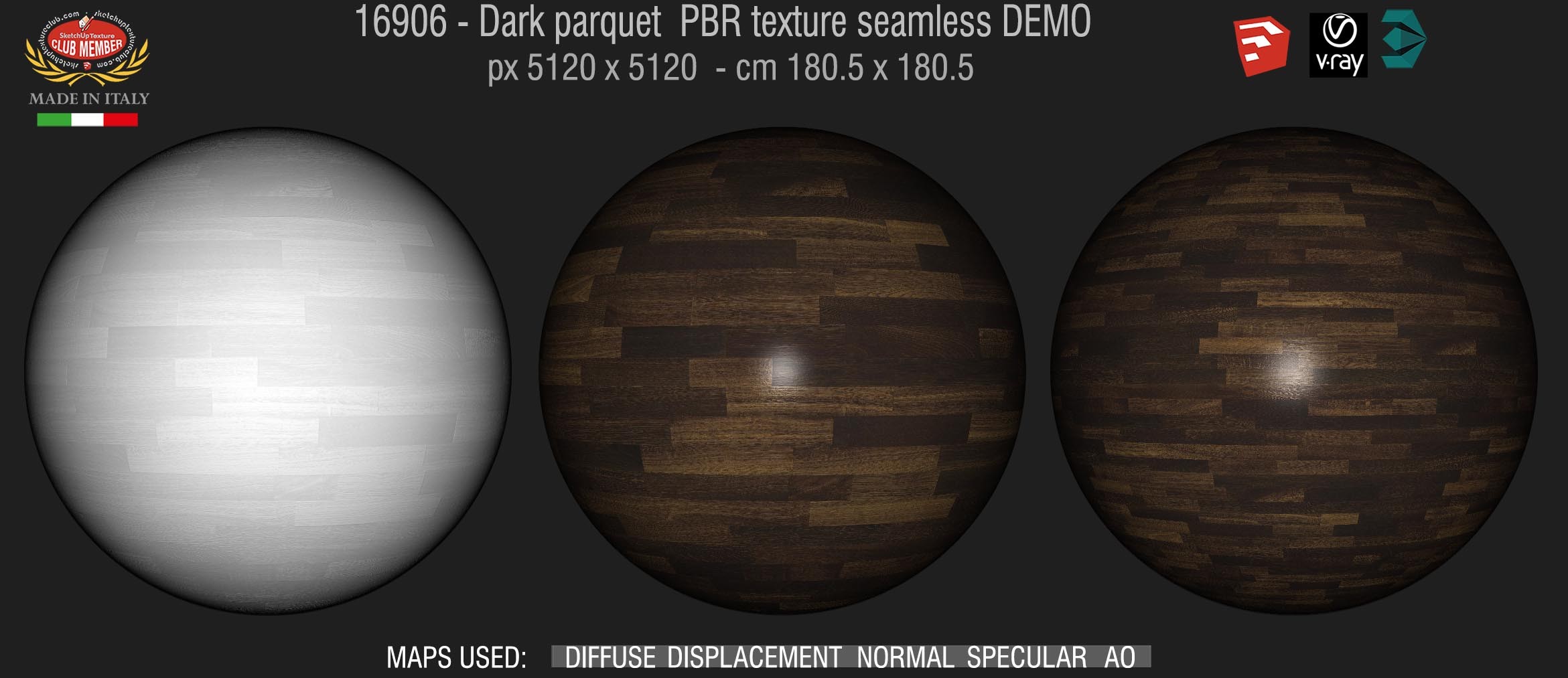 16906 Dark parquet PBR texture seamless DEMO