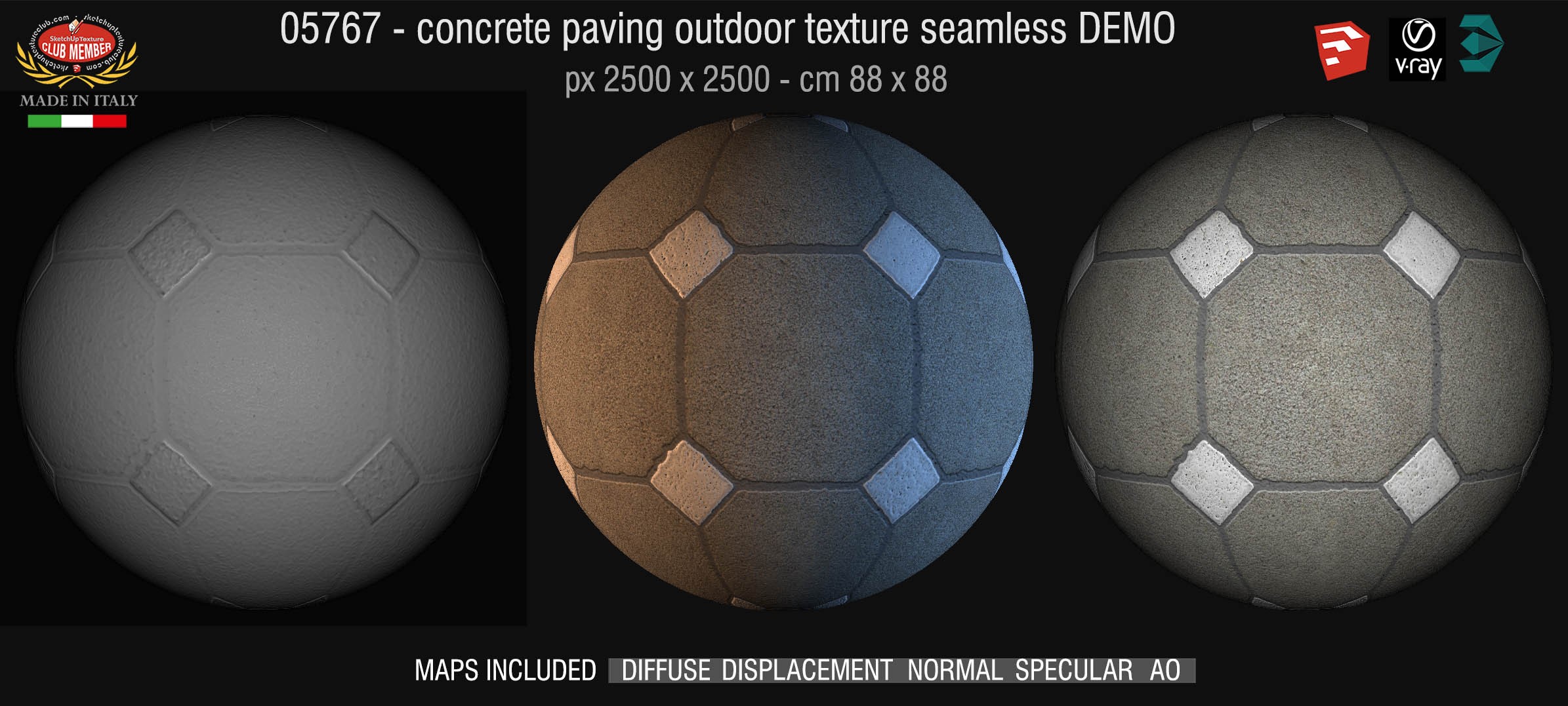 05767 HR Paving outdoor concrete regular block texture + maps DEMO