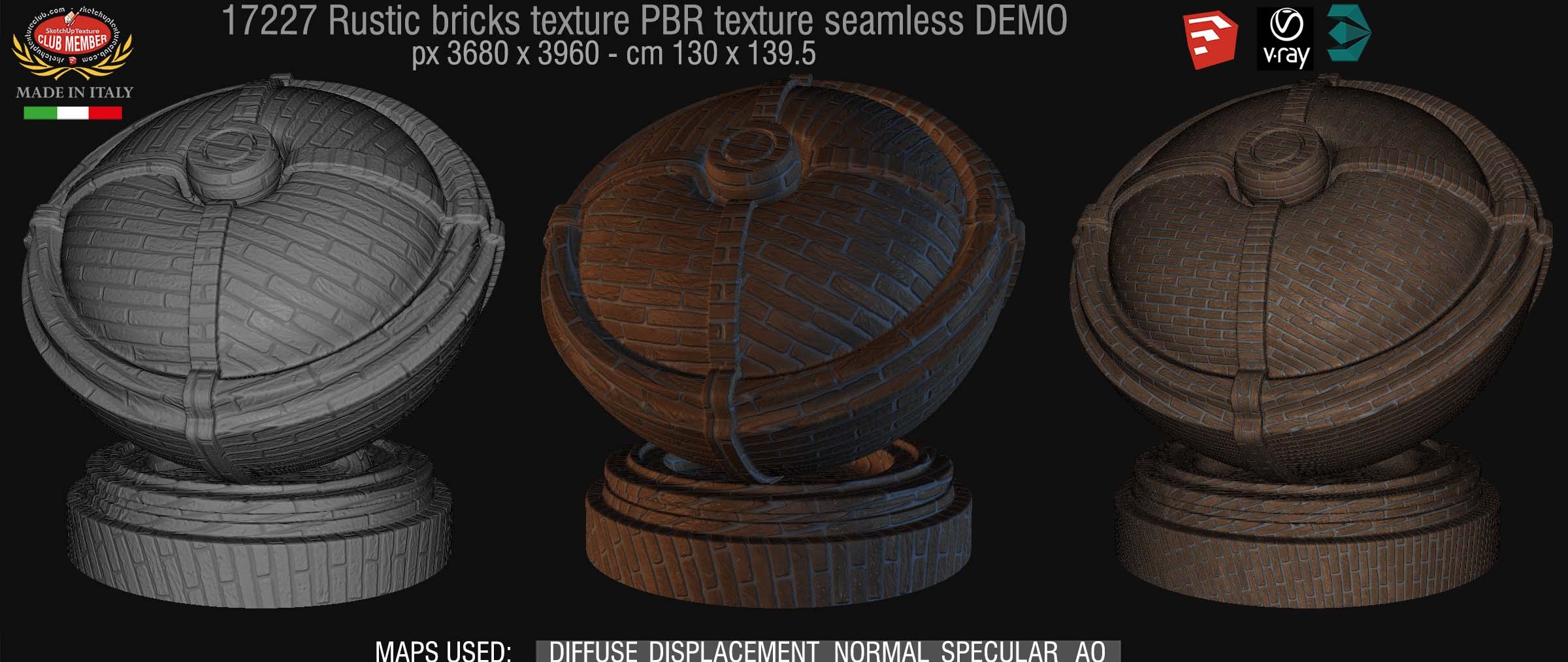 17227 Rustic bricks PBR texture seamless DEMO