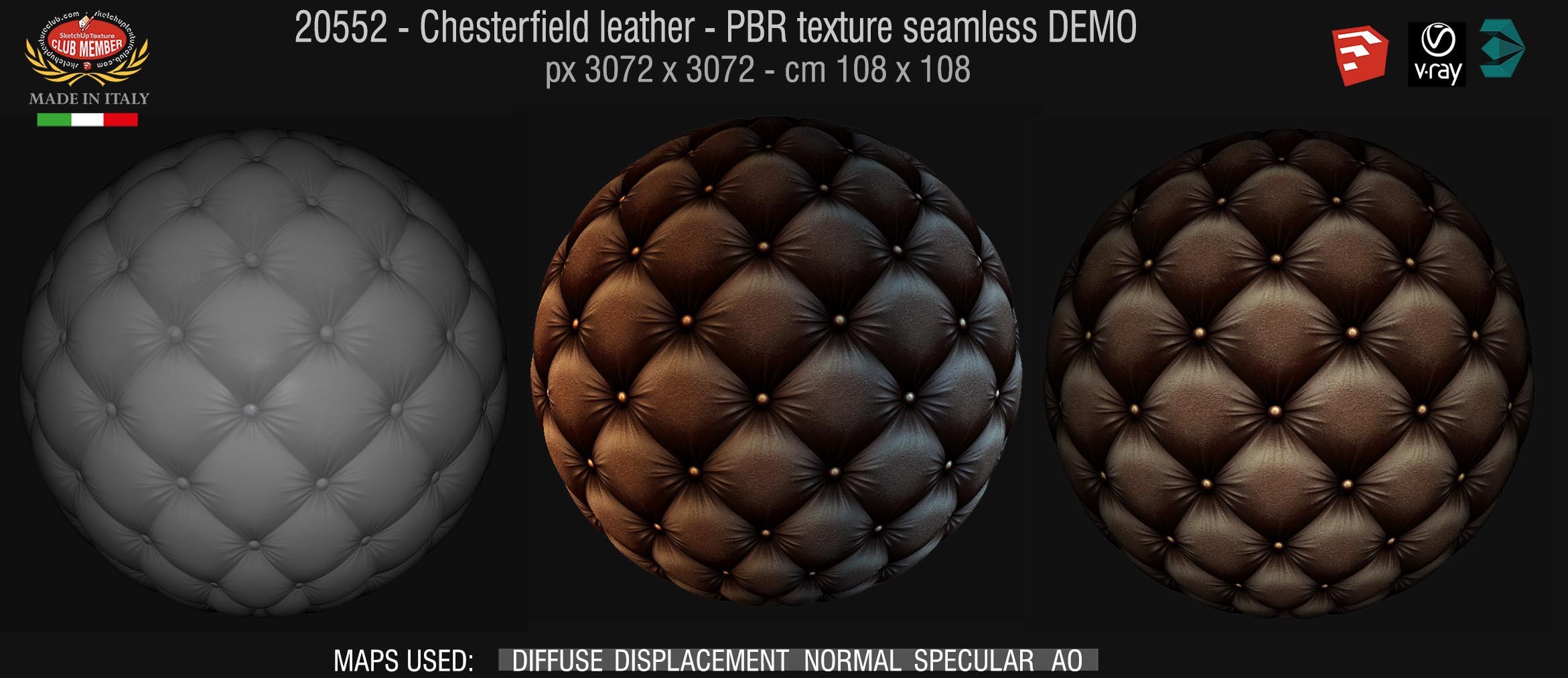 20552 Chesterfield leather PBR texture DEMO