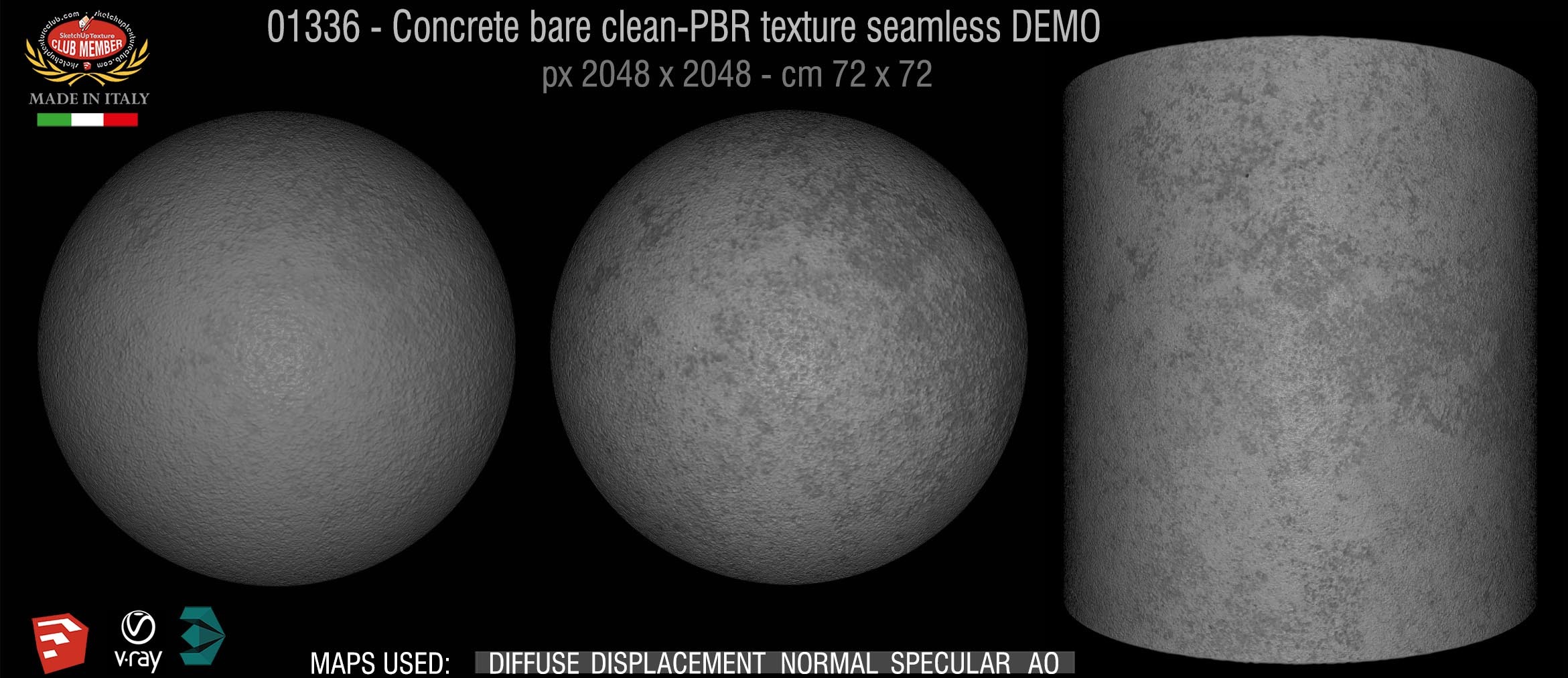 01336 Concrete bare clean-PBR texture seamless DEMO
