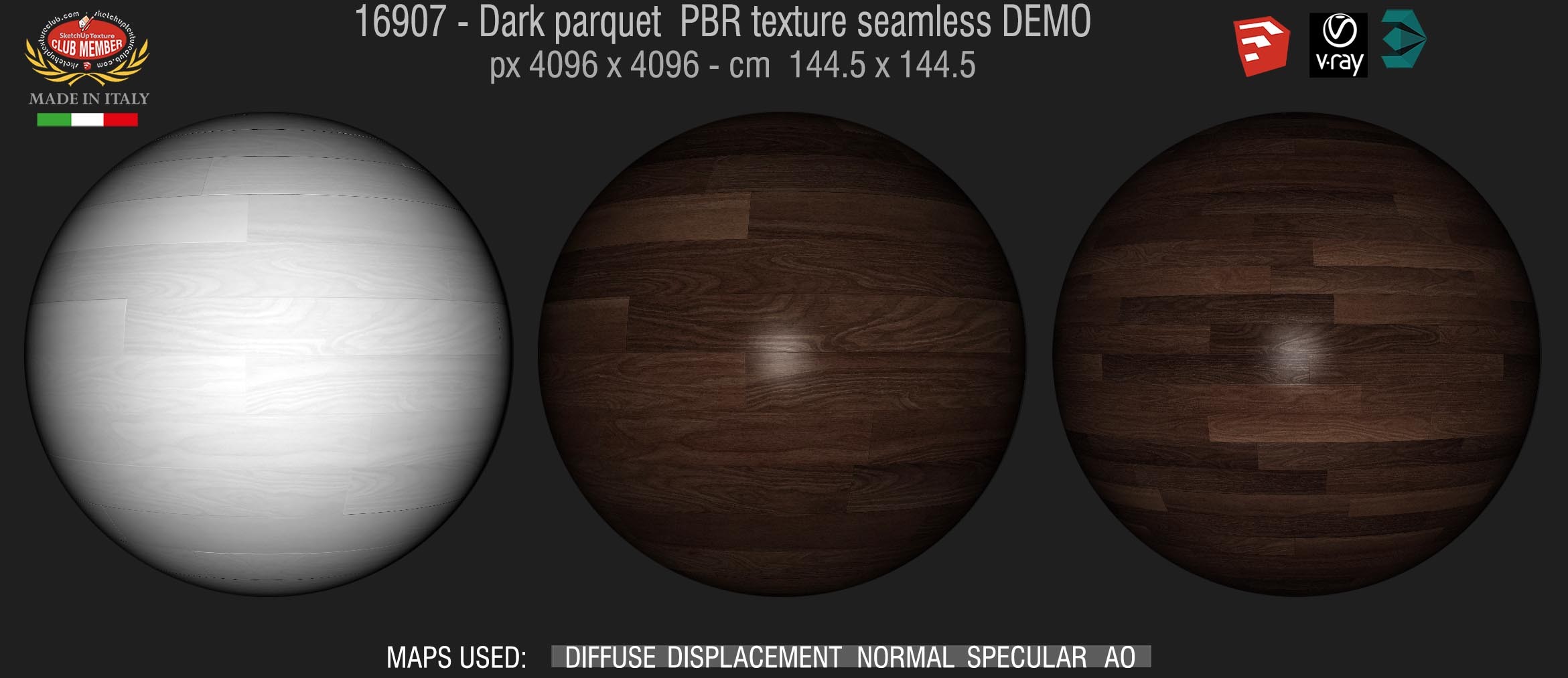 16907 Dark parquet PBR texture seamless DEMO