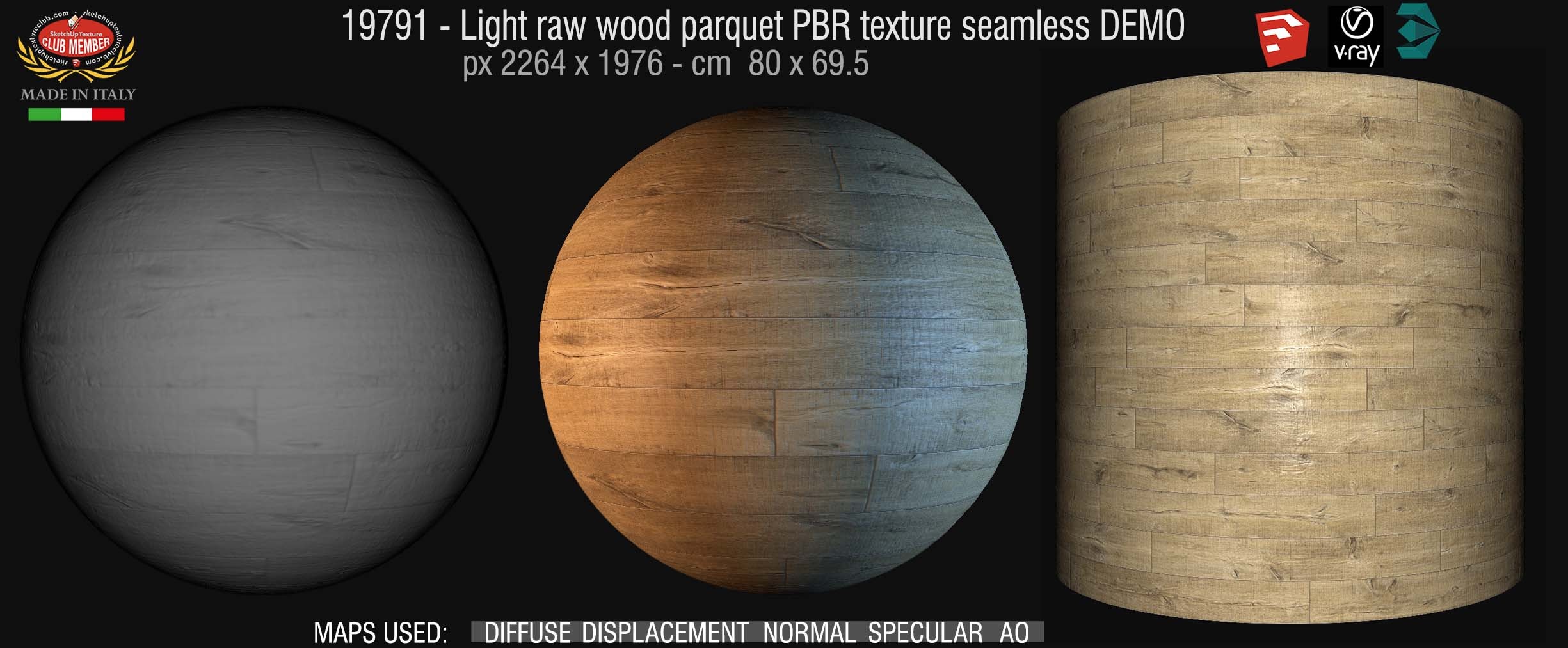 19791 Light raw wood parquet PBR texture seamless DEMO