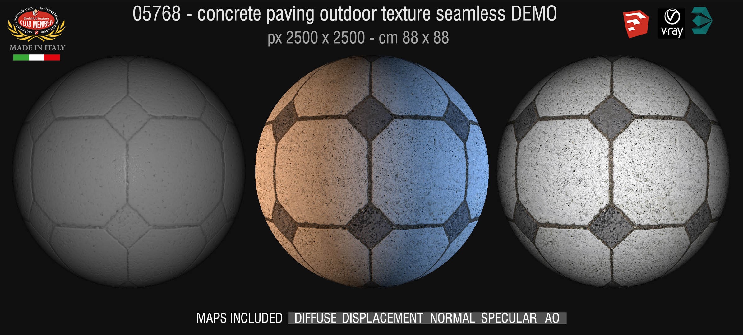 05768 Paving outdoor concrete regular block texture + maps DEMO