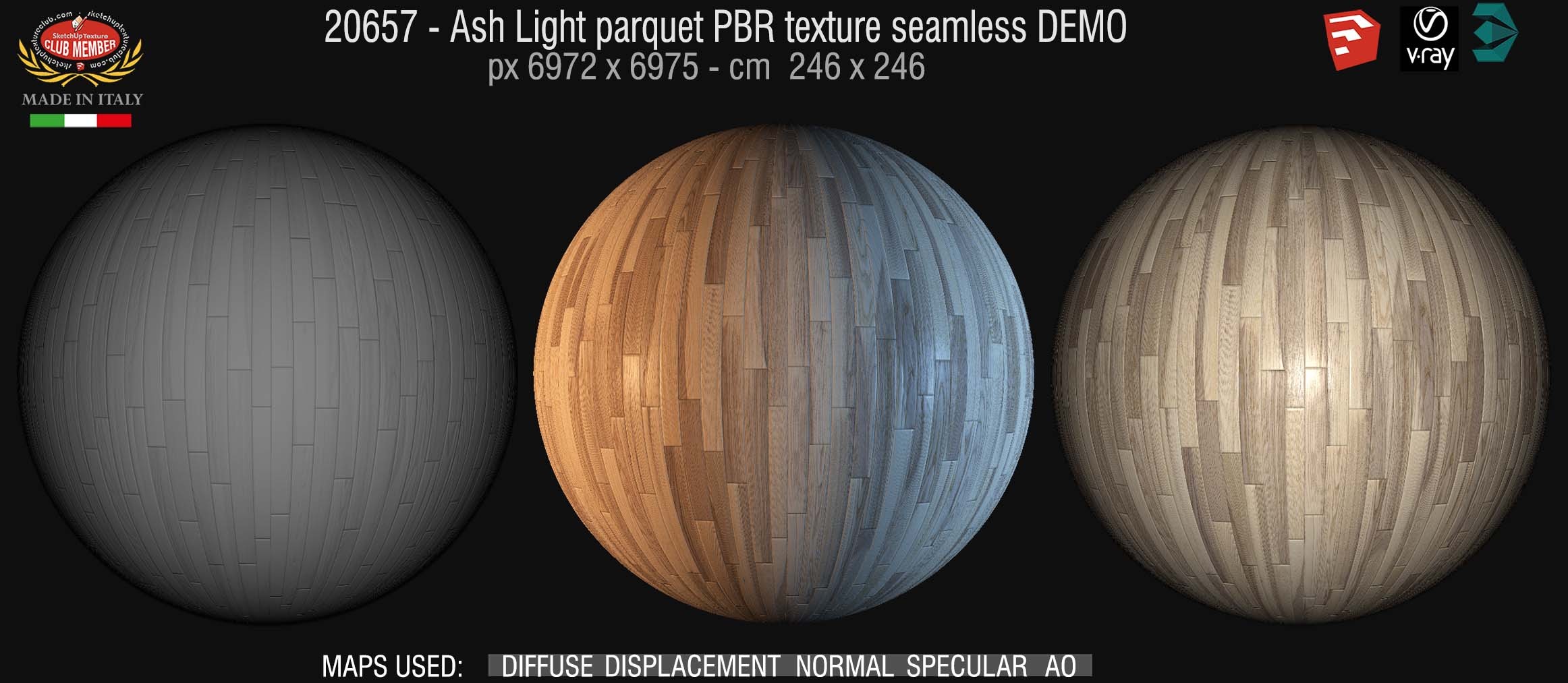 20657 Ash light parquet PBR texture seamless DEMO