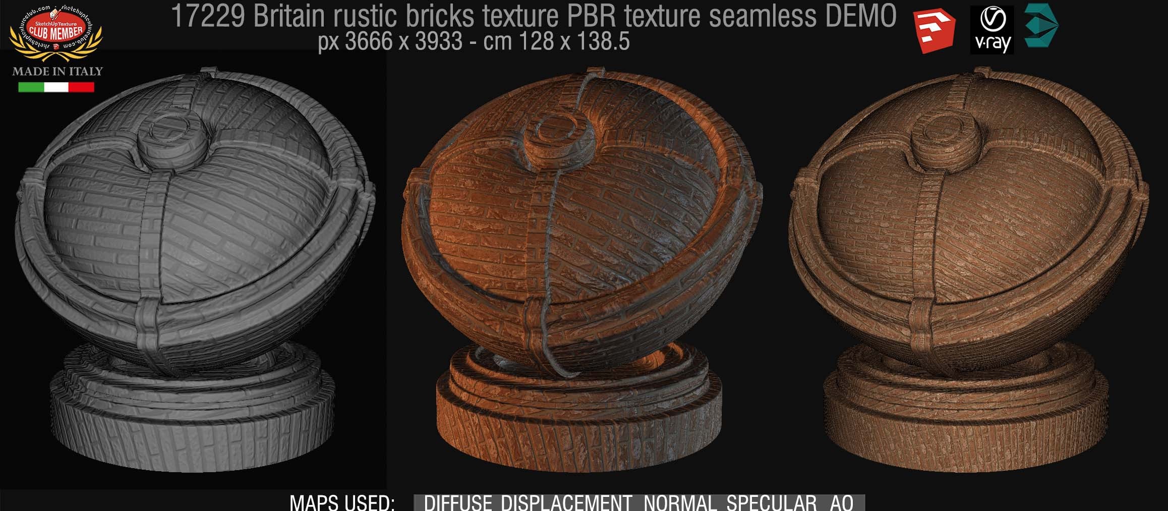 17229 Britain rustic bricks PBR texture seamless DEMO