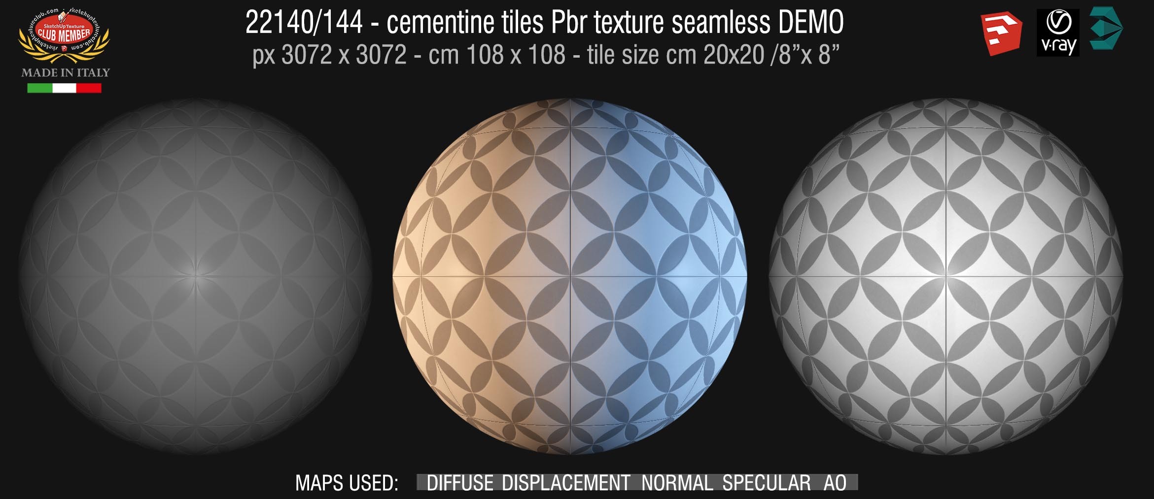 22140/144 cementine tiles Pbr texture seamless DEMO - Contrasti collection Tappeto 3 by RAGNO
