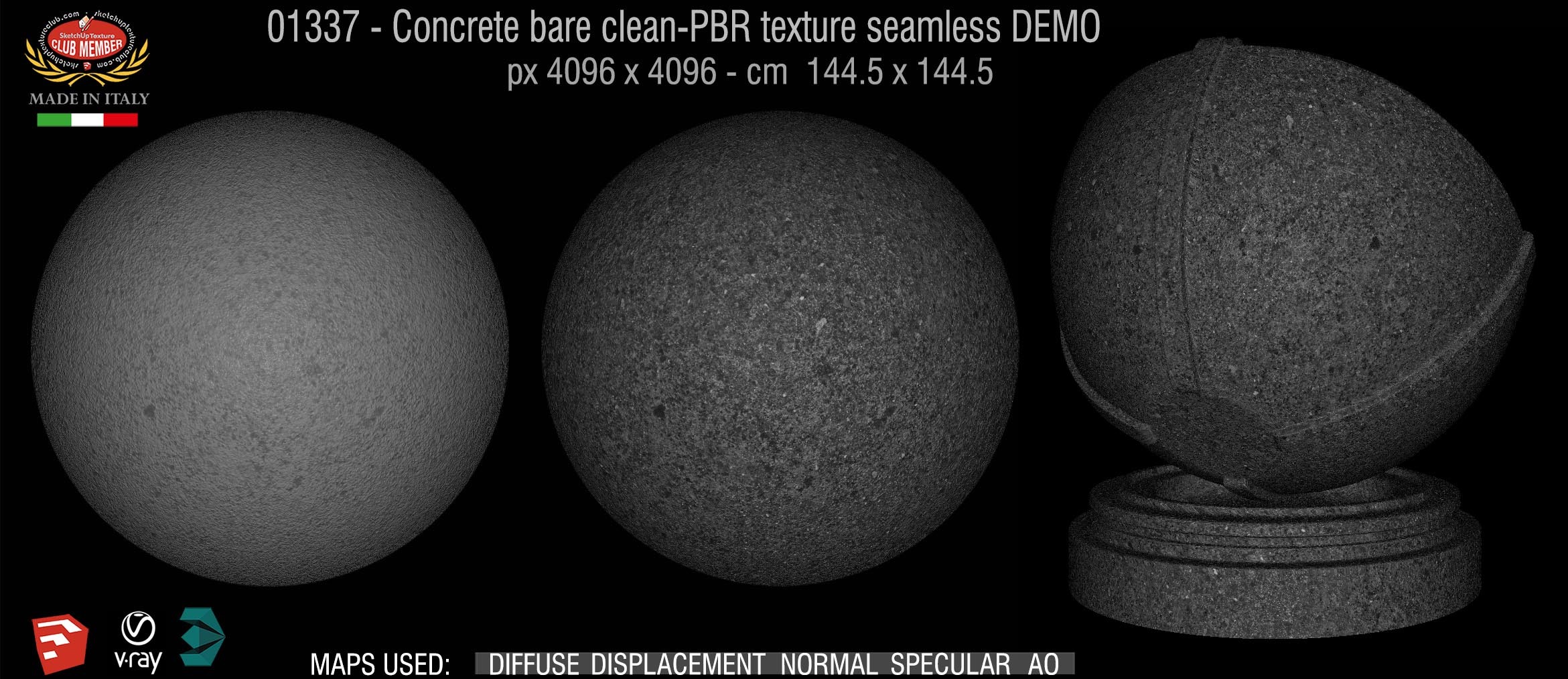 01337 Concrete bare clean-PBR texture seamless DEMO