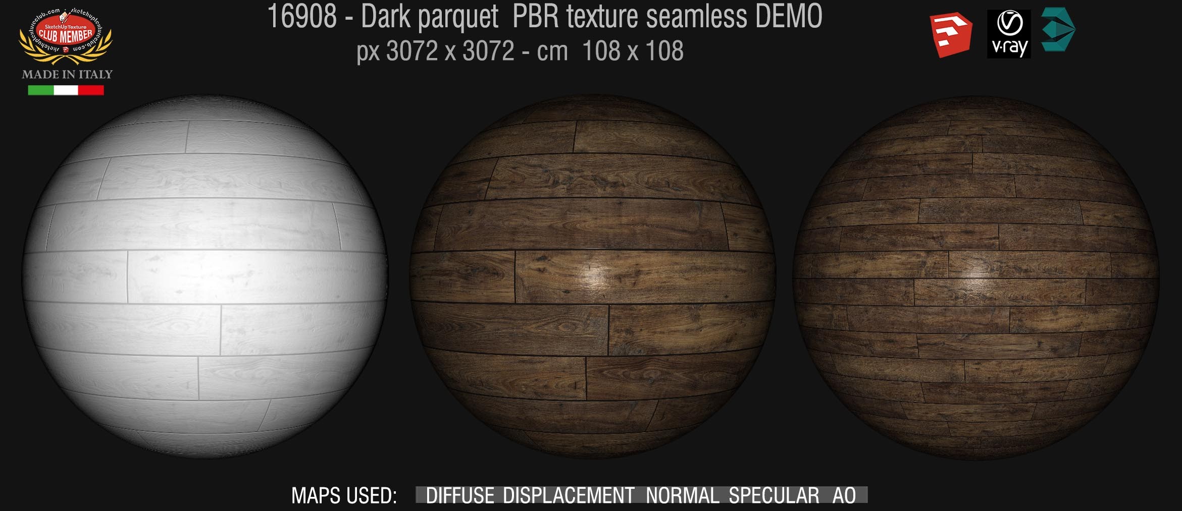 16908 Dark parquet PBR texture seamless DEMO
