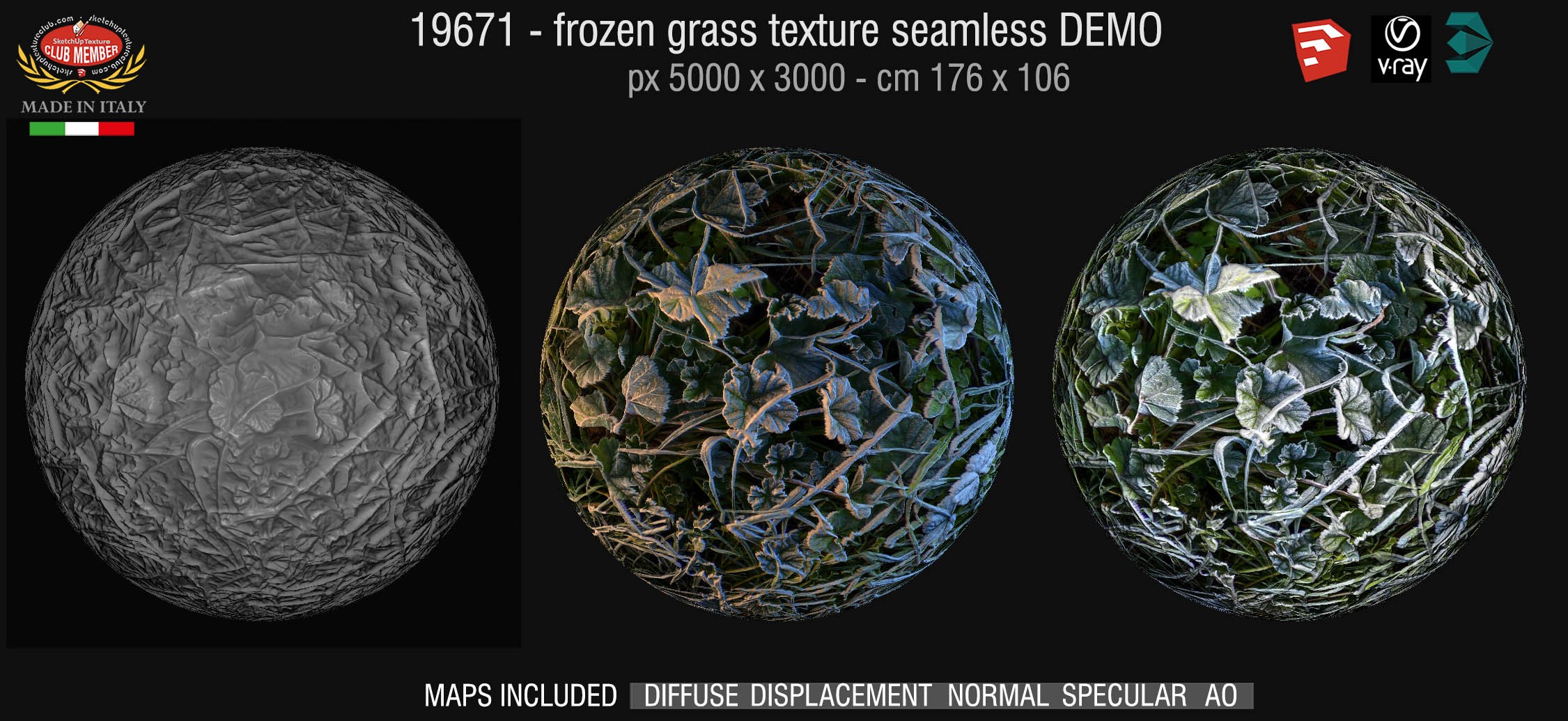 19671 HR Frozen grass texture + maps DEMO