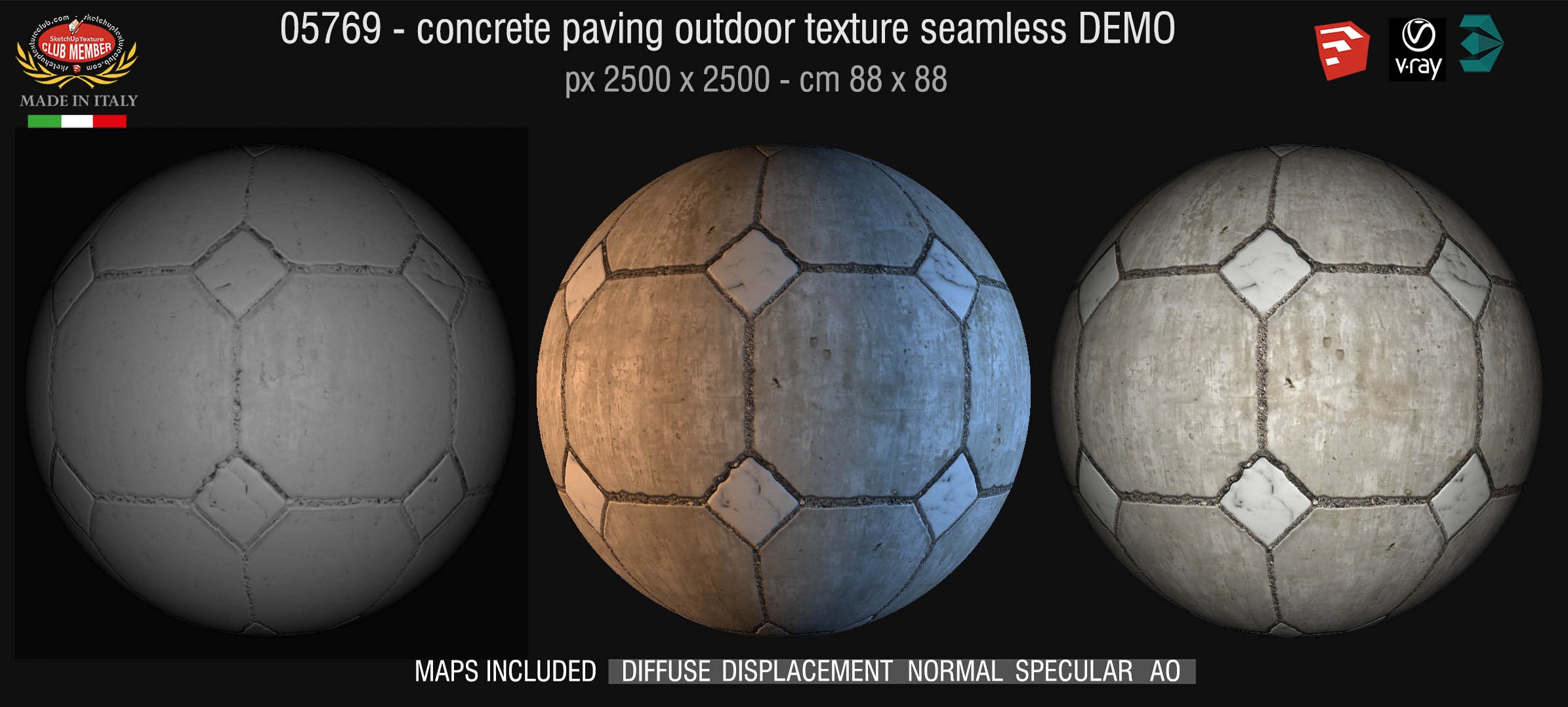 05769 HR Paving outdoor concrete regular block texture + maps DEMO