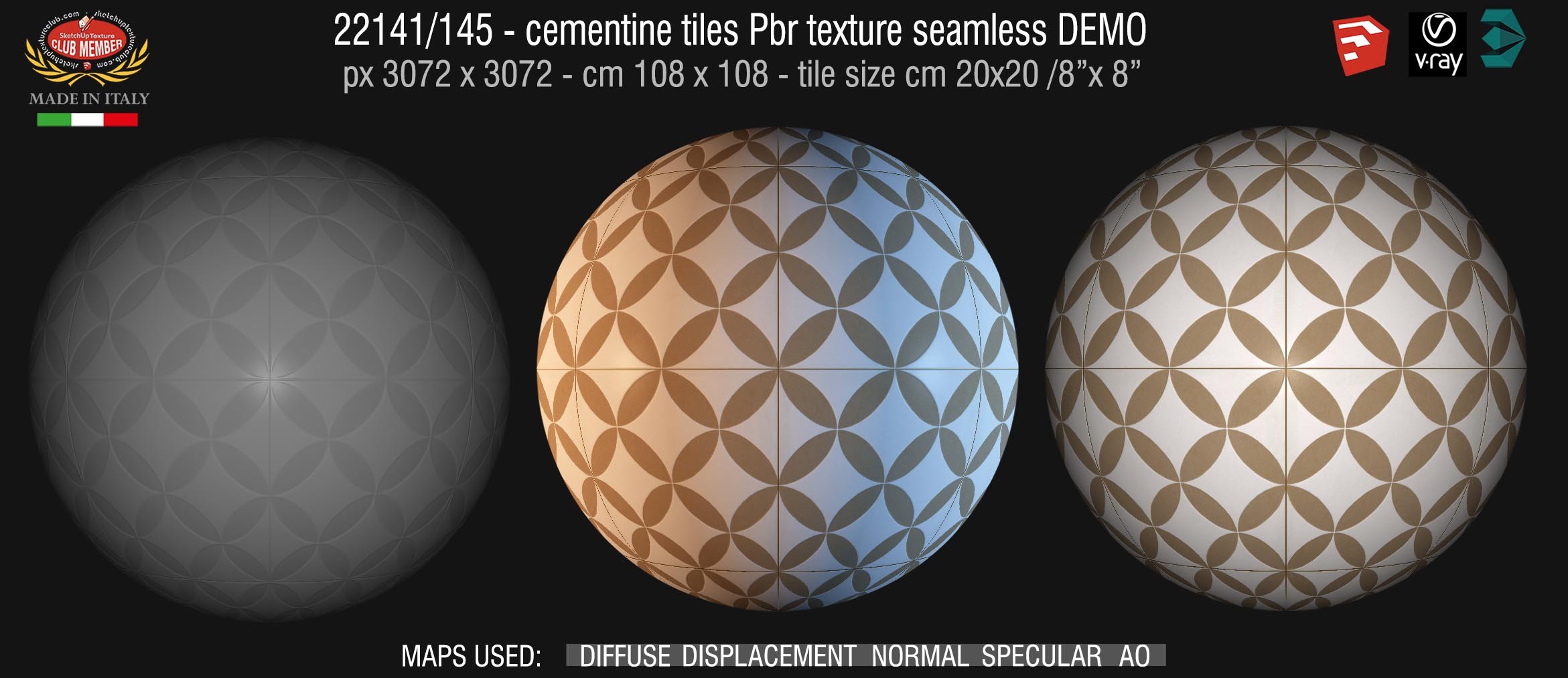 22141/145 cementine tiles Pbr texture seamless DEMO - Contrasti collection Tappeto 4 by RAGNO