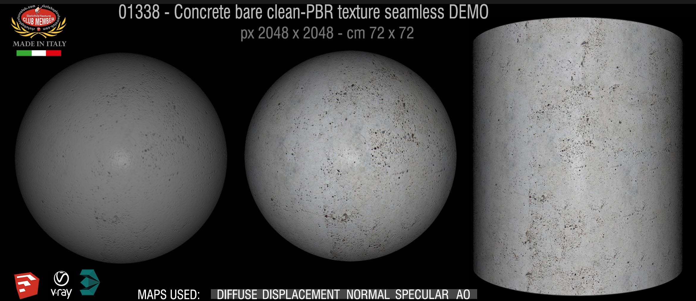 01338 Concrete bare clean-PBR texture seamless DEMO