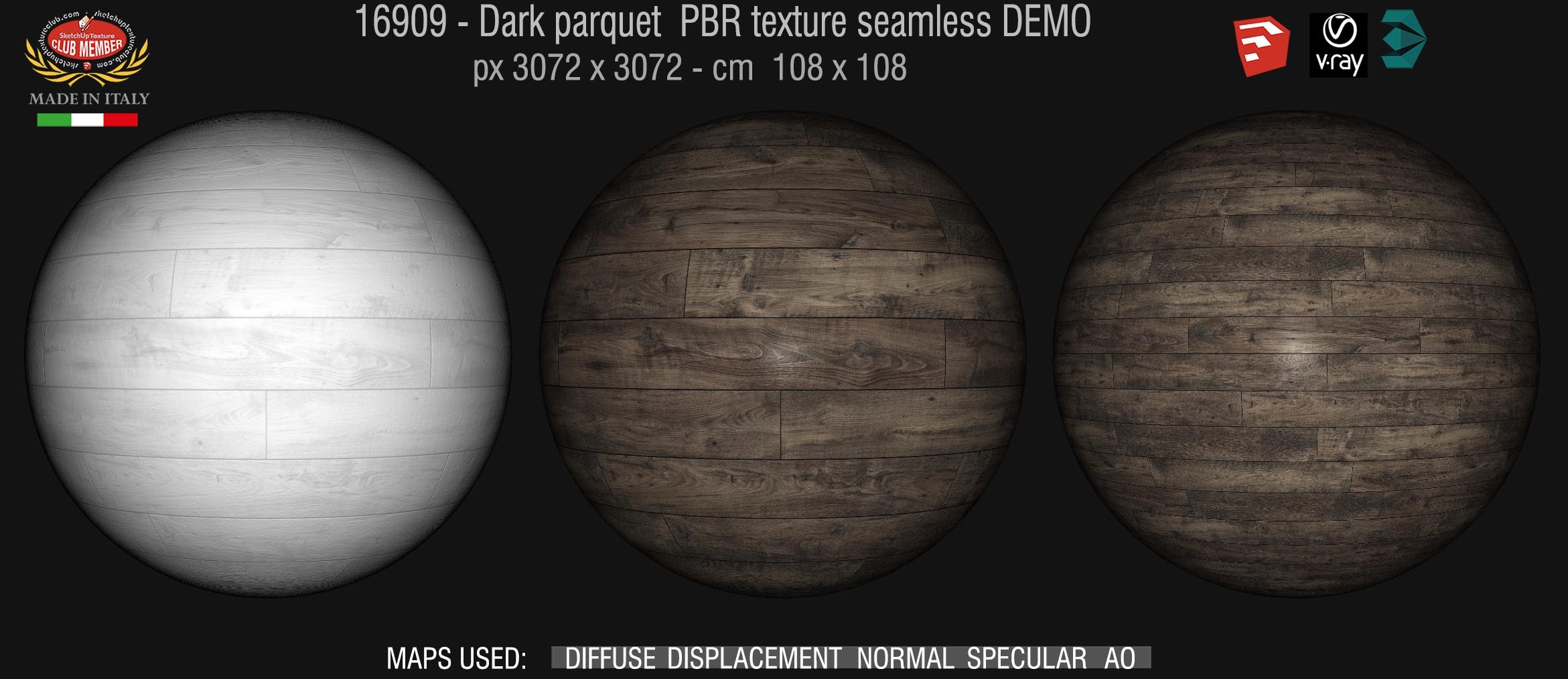 16909 Dark parquet PBR texture seamless DEMO