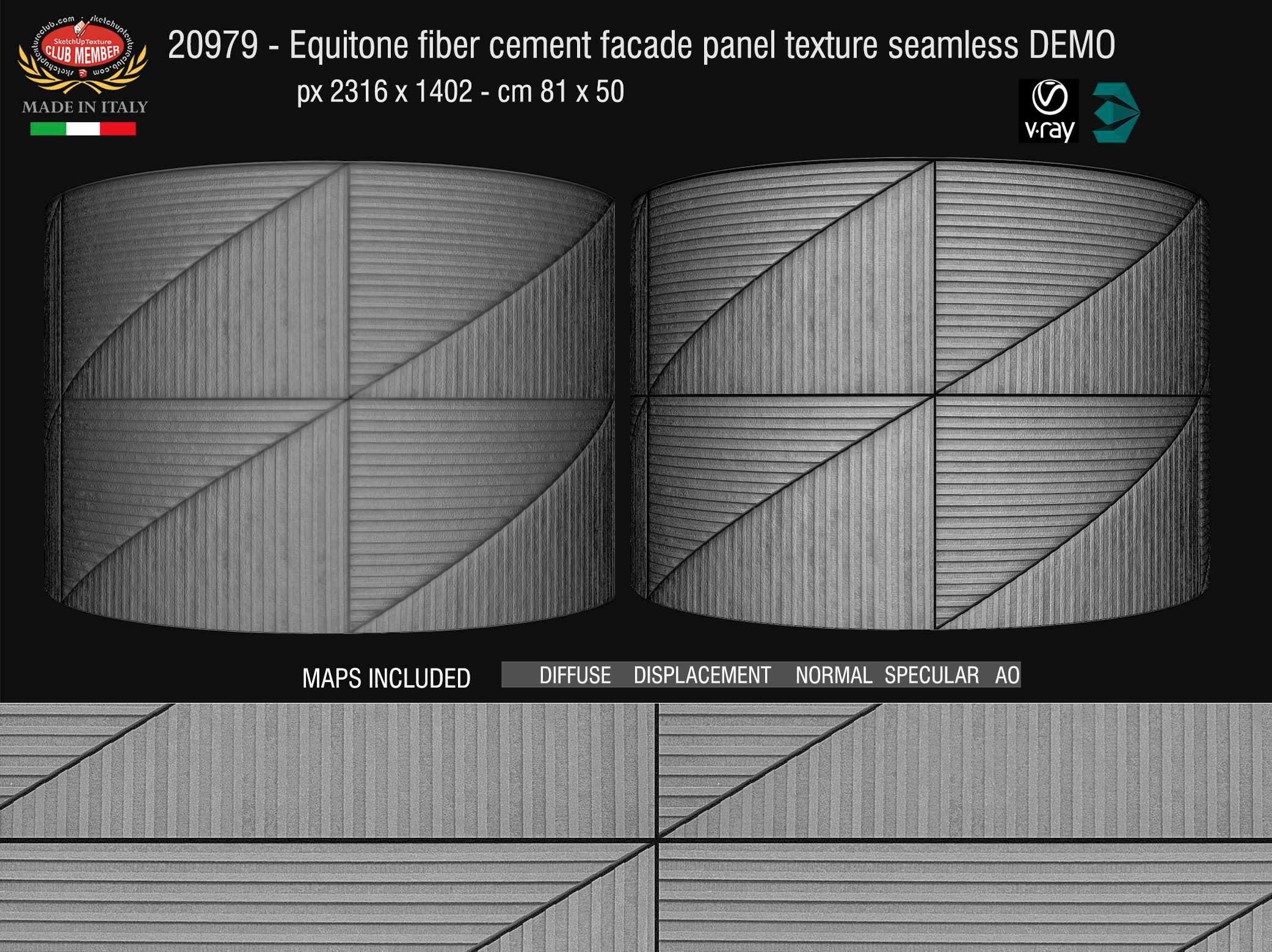 CLICK TO ENLARGE Equitone fiber cement facade panel texture + maps DEMO