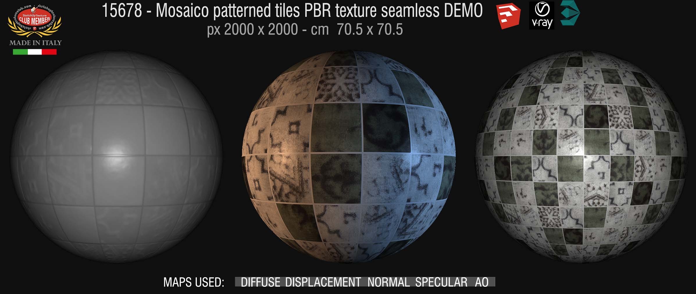 15678 Mosaico patterned tiles PBR texture seamless