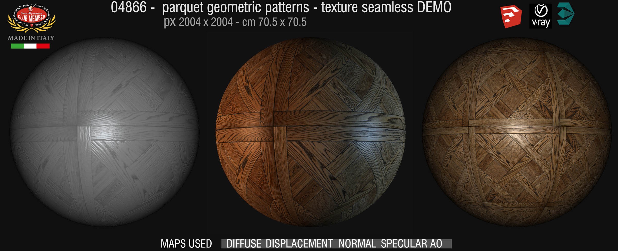 04866 Parquet geometric pattern texture seamless + maps DEMO