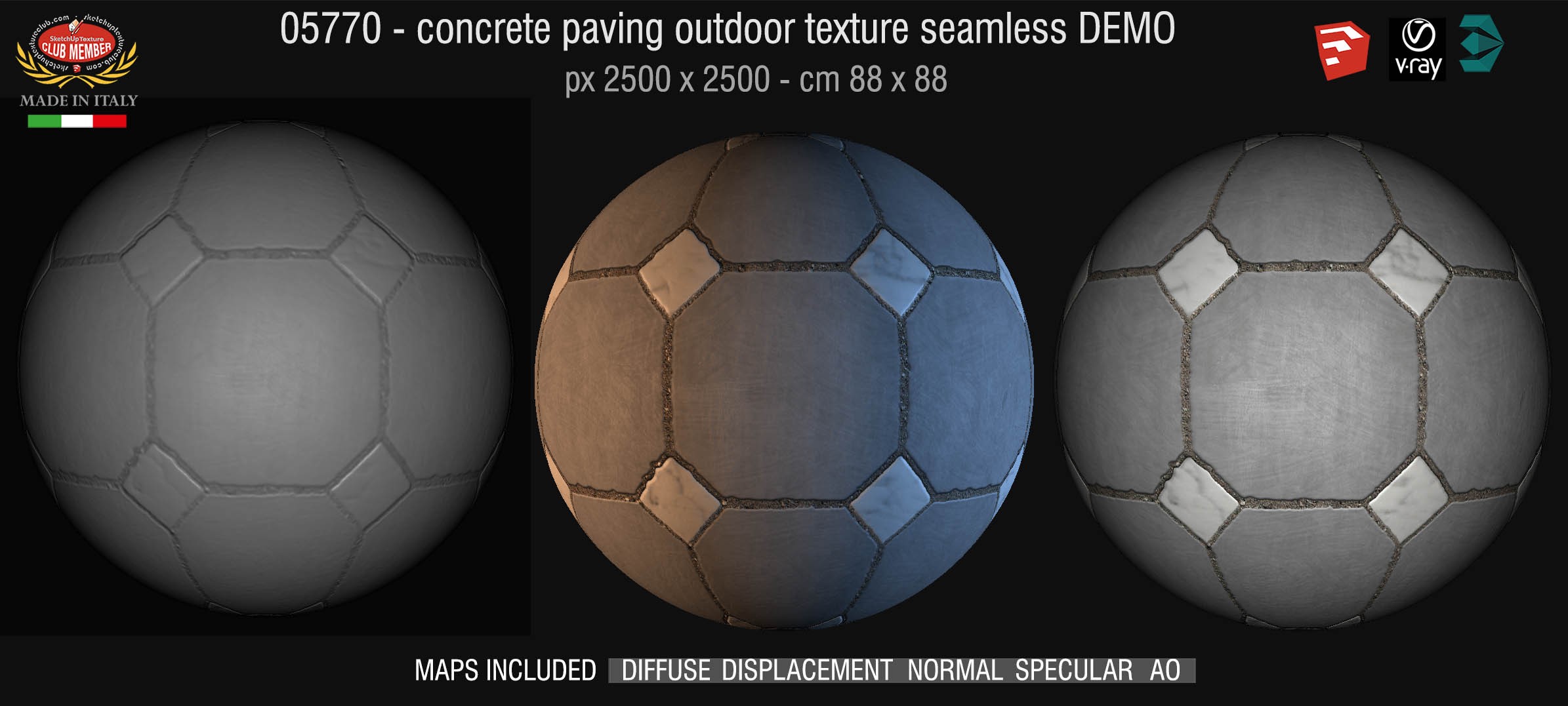 05770 HR Paving outdoor concrete regular block texture + maps DEMO