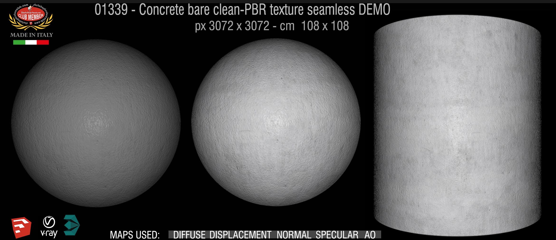 01339 Concrete bare clean-PBR texture seamless DEMO