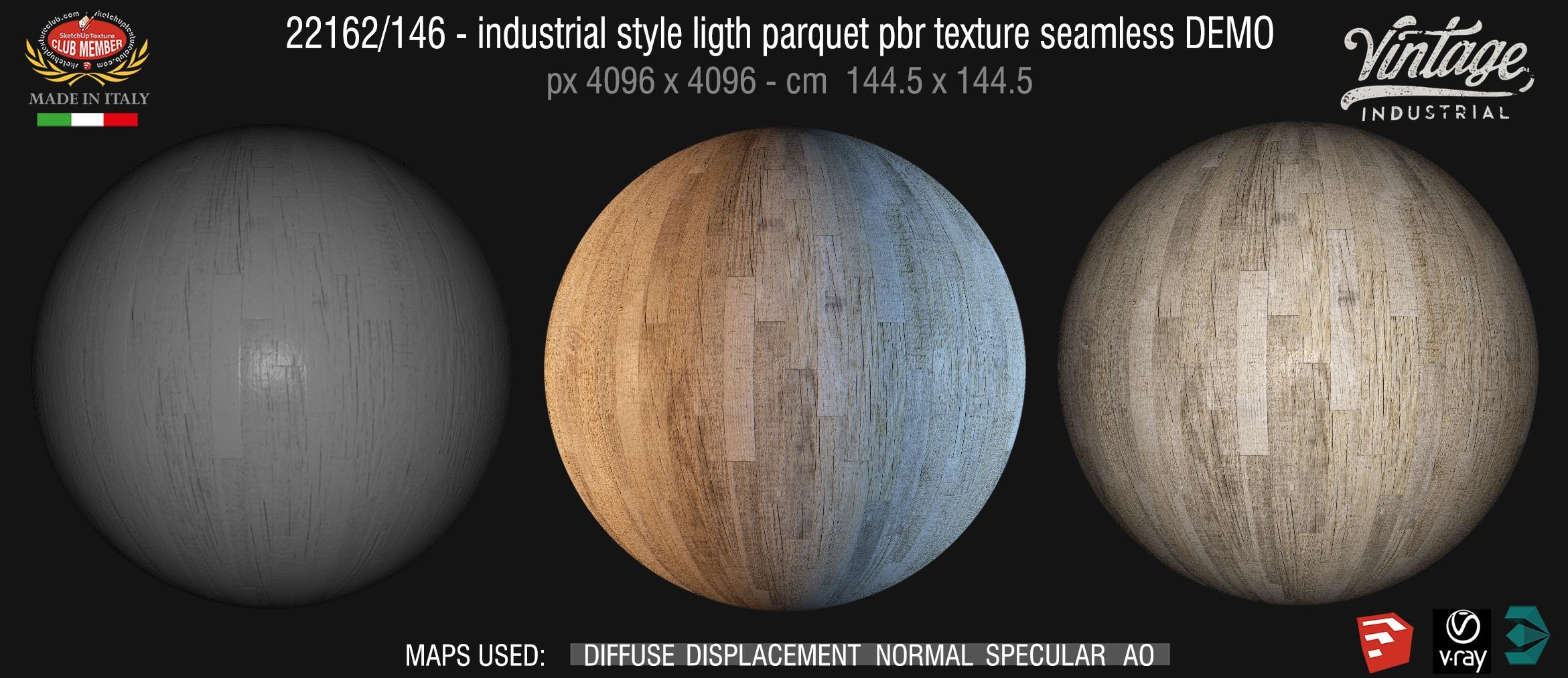 22162/146 industrial style ligth parquet pbr texture seamless DEMO