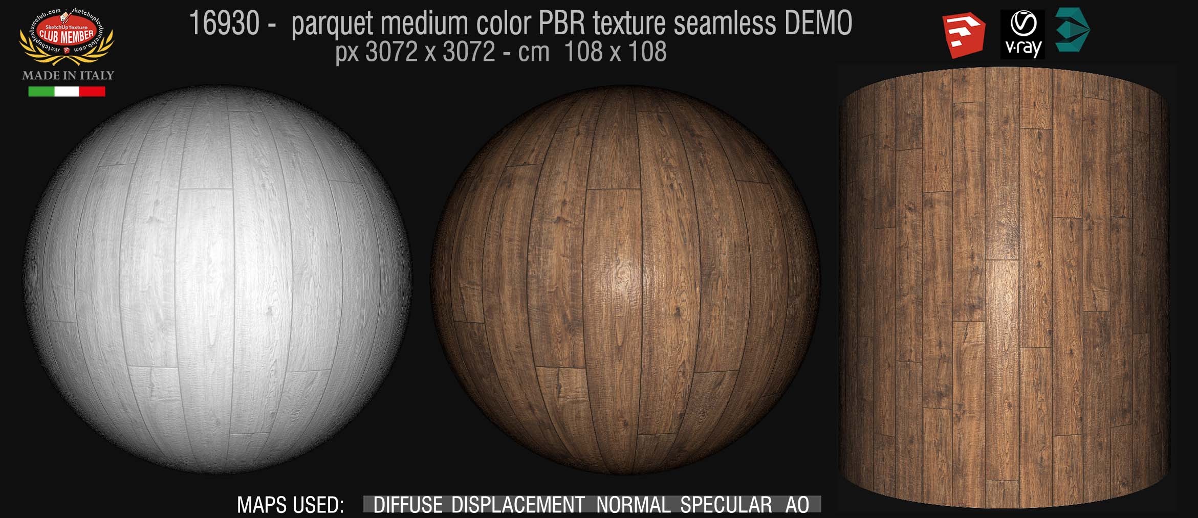 16930 parquet medium color PBR texture seamless DEMO