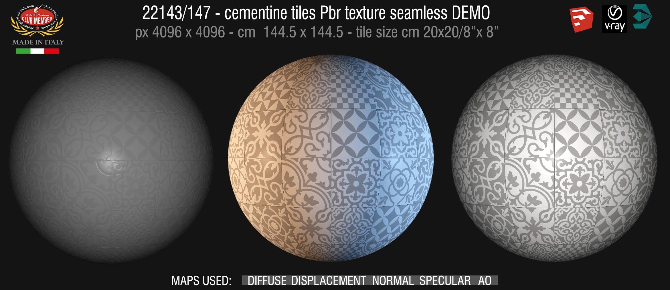 22143/147 cementine tiles Pbr texture seamless DEMO - Contrasti by RAGNO