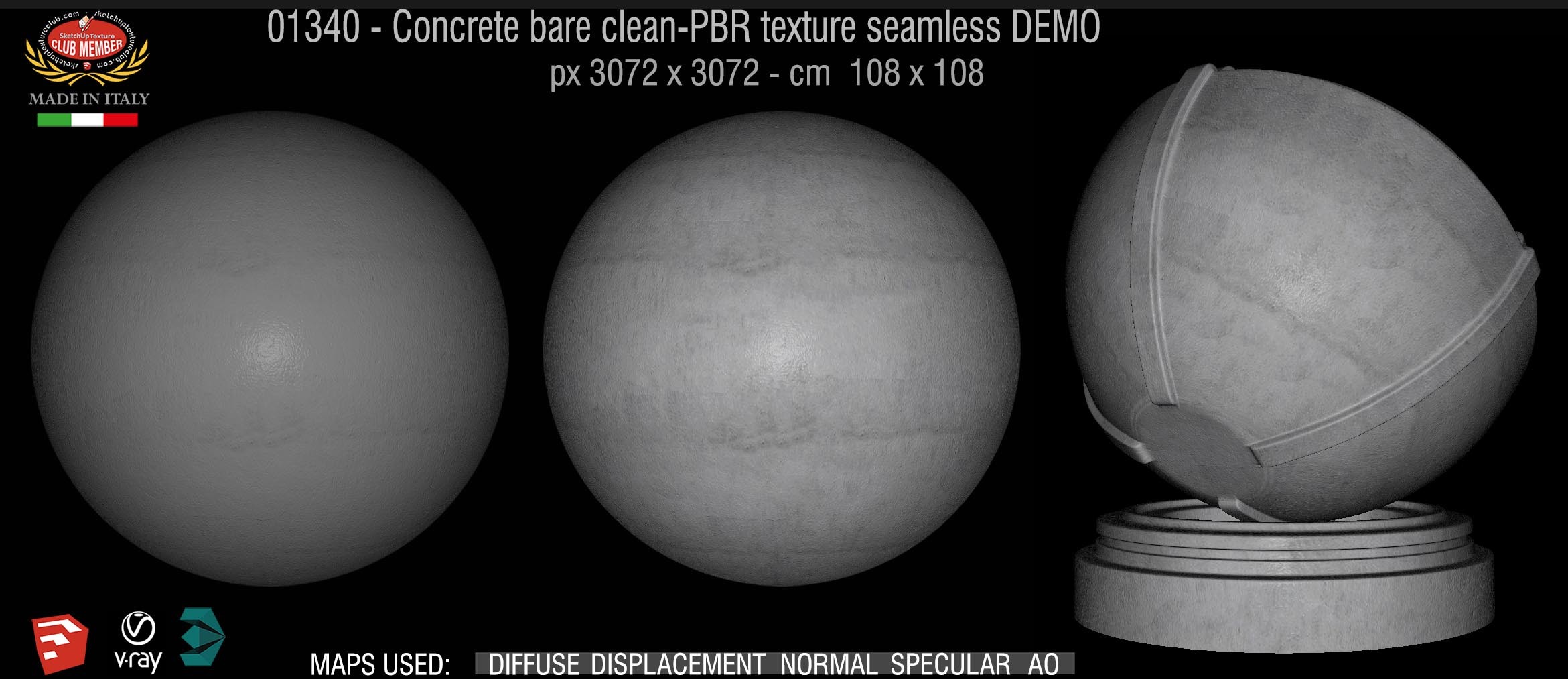 01340 Concrete bare clean-PBR texture seamless DEMO