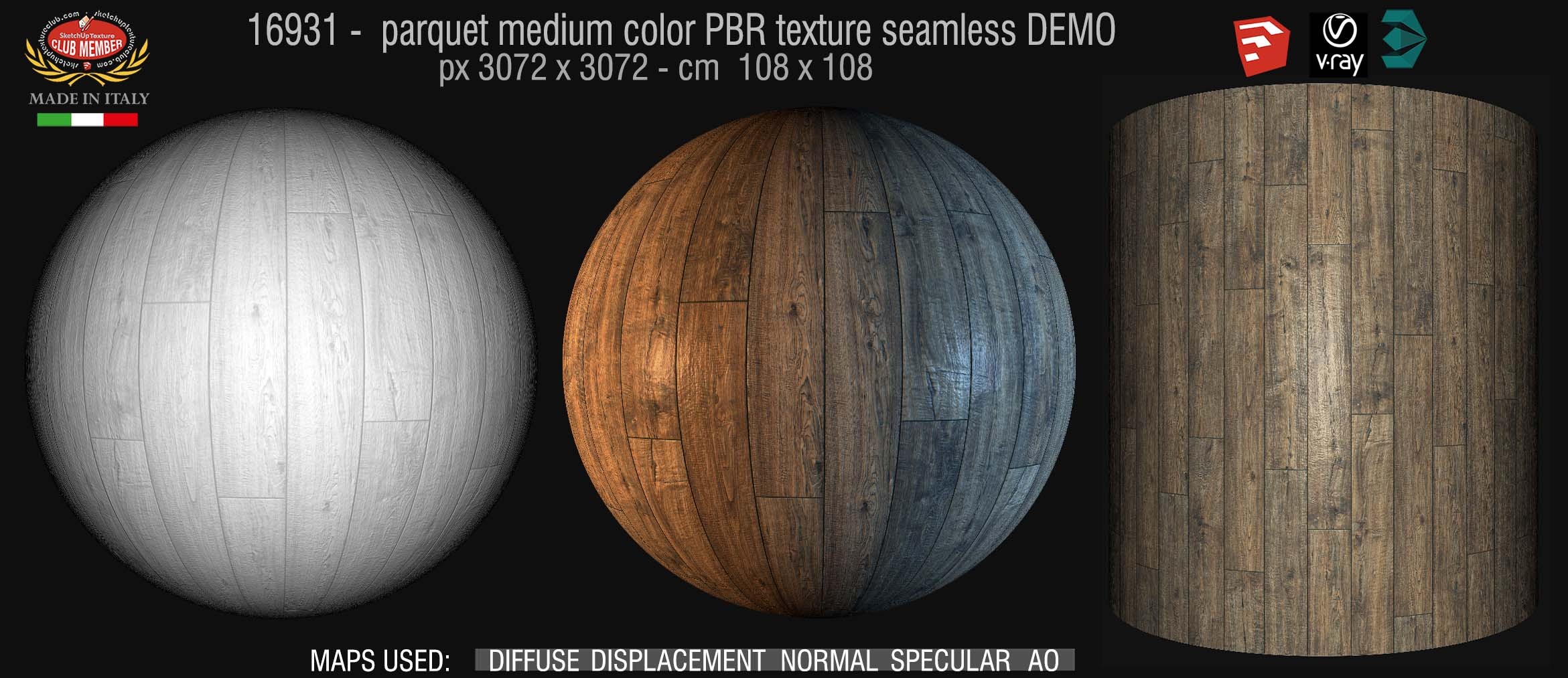 16931 parquet medium color PBR texture seamless DEMO