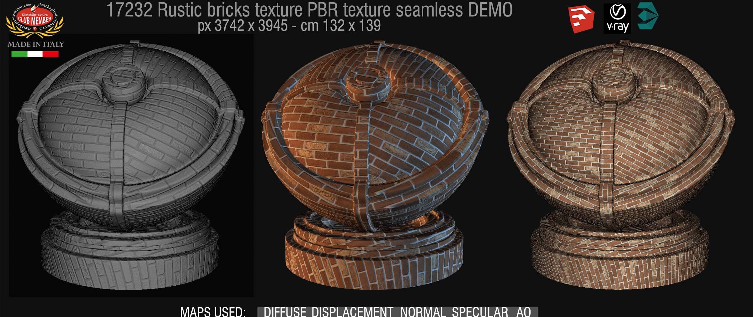 17232 Rustic bricks PBR texture seamless DEMO