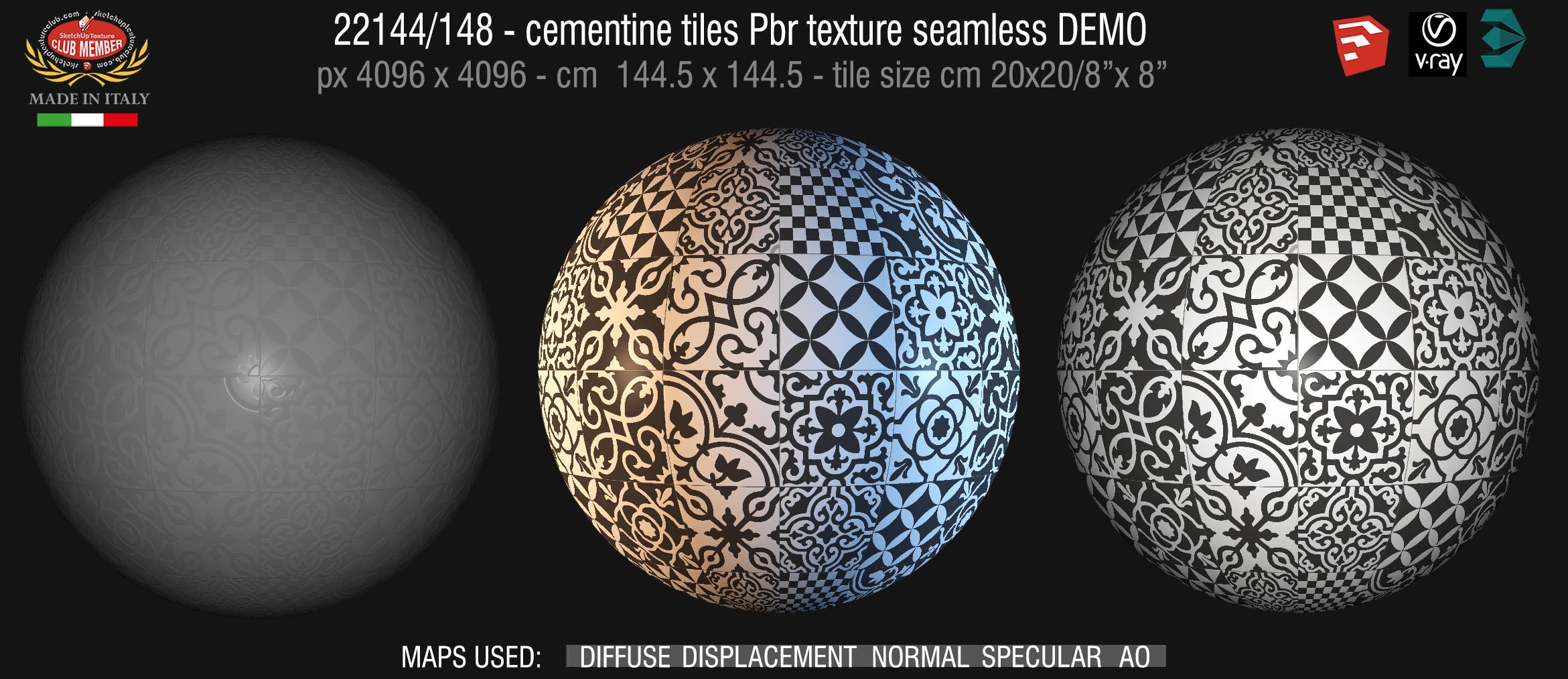 22144/148  cementine tiles Pbr texture seamless DEMO - Contrasti by RAGNO