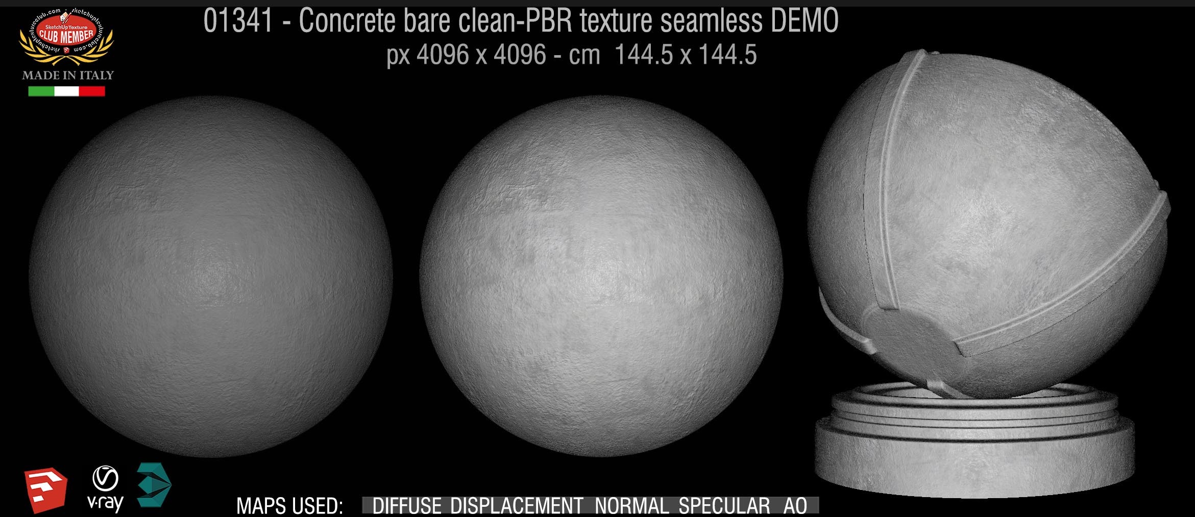 01341 Concrete bare clean-PBR texture seamless DEMO