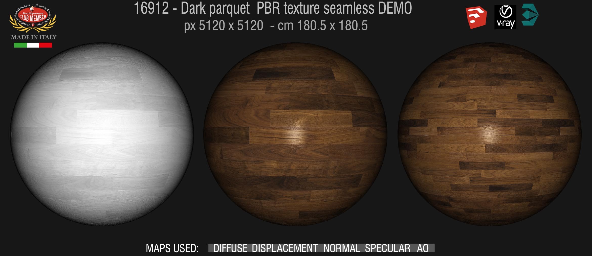 16912 Dark parquet PBR texture seamless DEMO