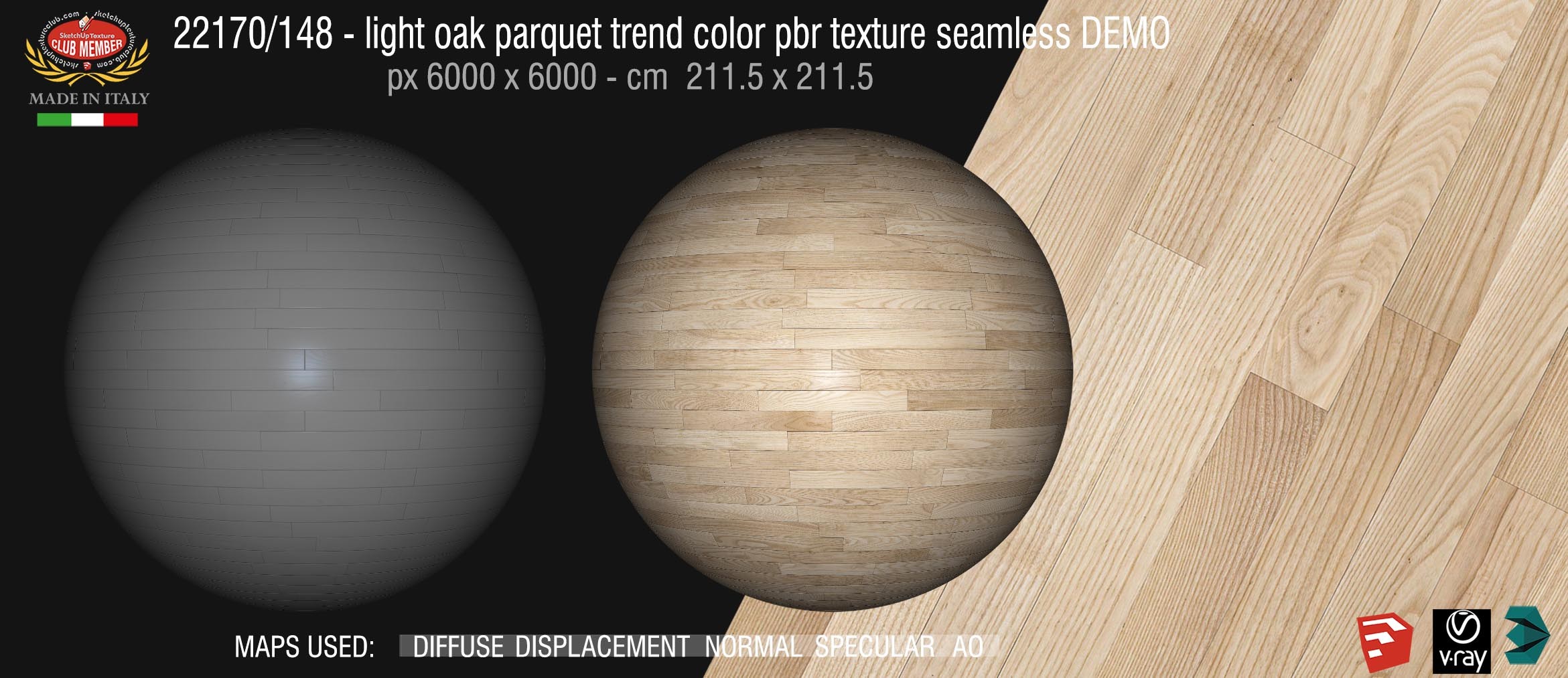 22170/148 light oak parquet trend color pbr texture seamless DEMO