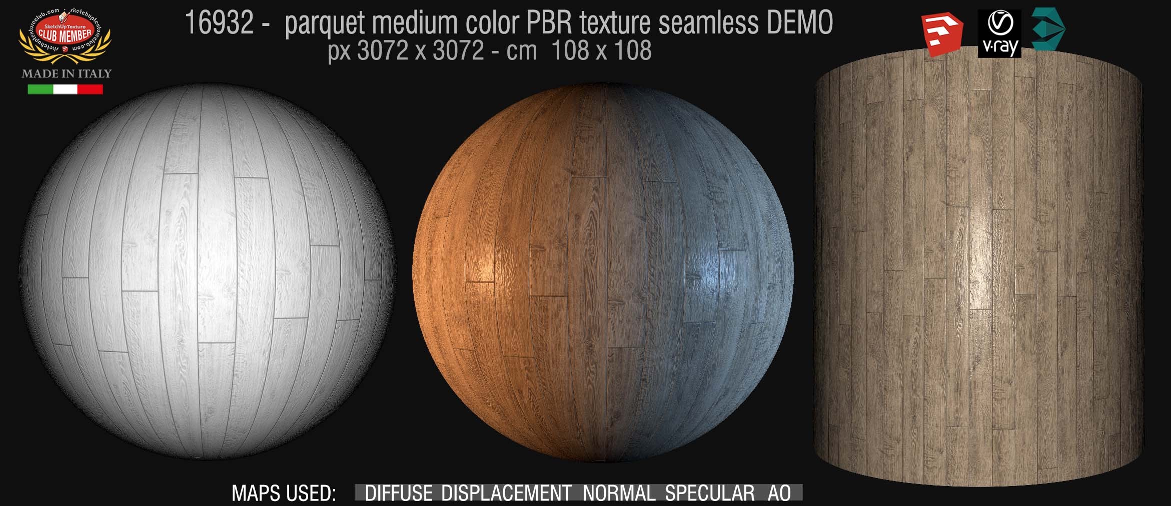 16932 parquet medium color PBR texture seamless DEMO