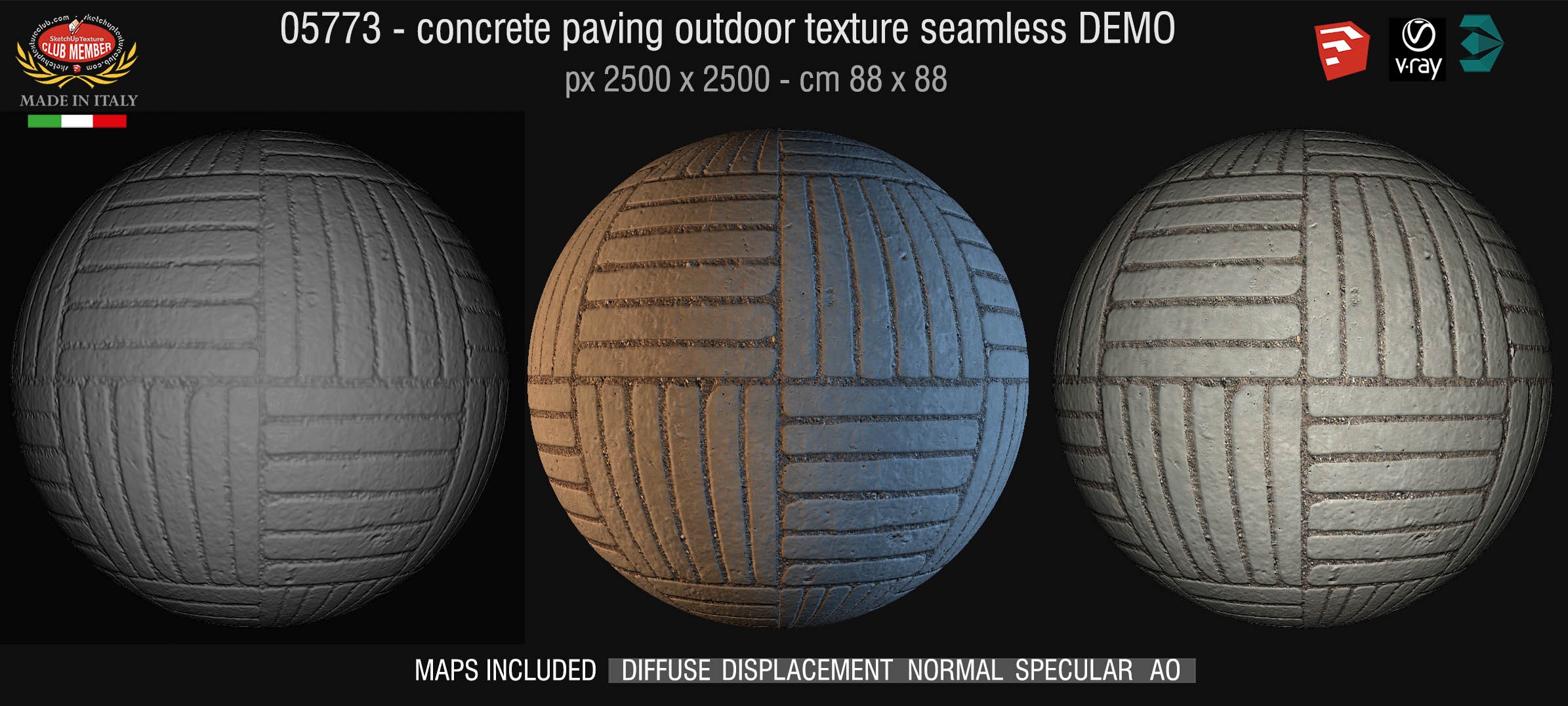 05773 HR Paving outdoor concrete regular block texture + maps DEMO