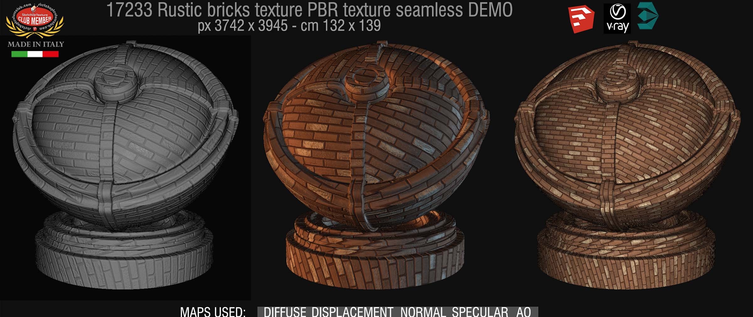 17233 rustic bricks PBR texture seamless DEMO