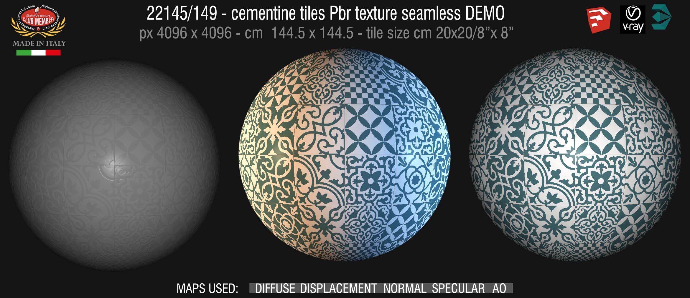 22145/149 cementine tiles Pbr texture seamless DEMO - Contrasti by RAGNO
