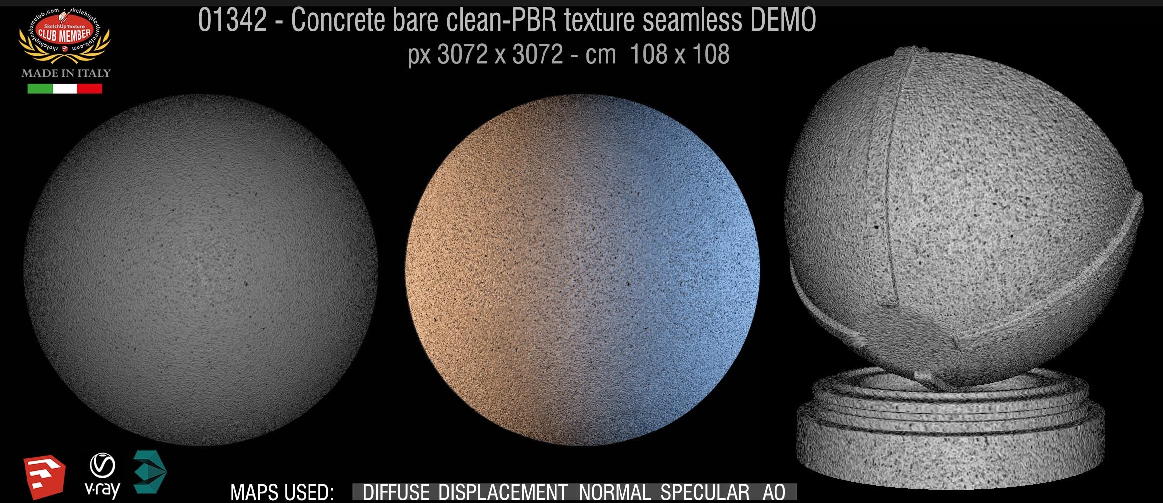 01342 Concrete bare clean-PBR texture seamless DEMO
