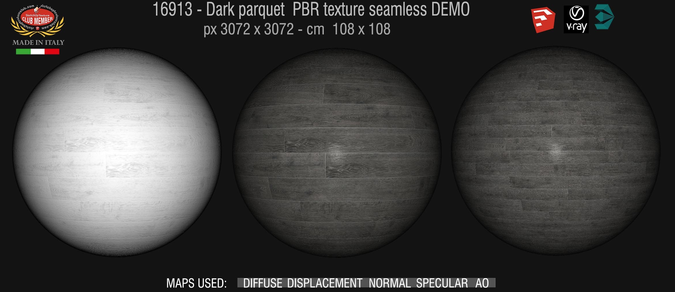 16913 Dark parquet PBR texture seamless DEMO