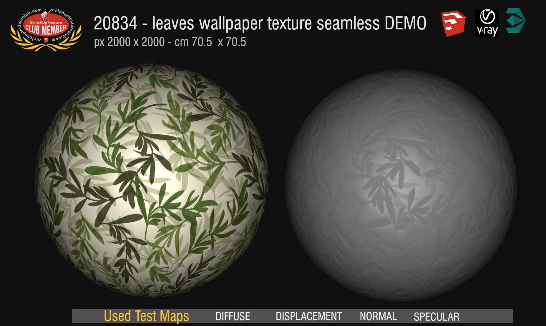 20834 Leaves wallpaper PBR texture seamless and maps DEMO