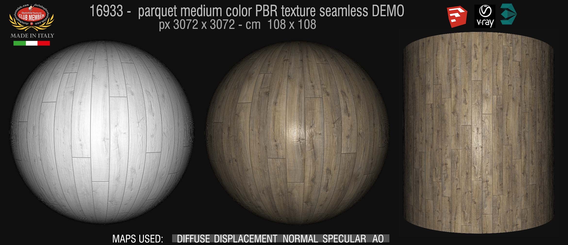 16933 parquet medium color PBR texture seamless DEMO