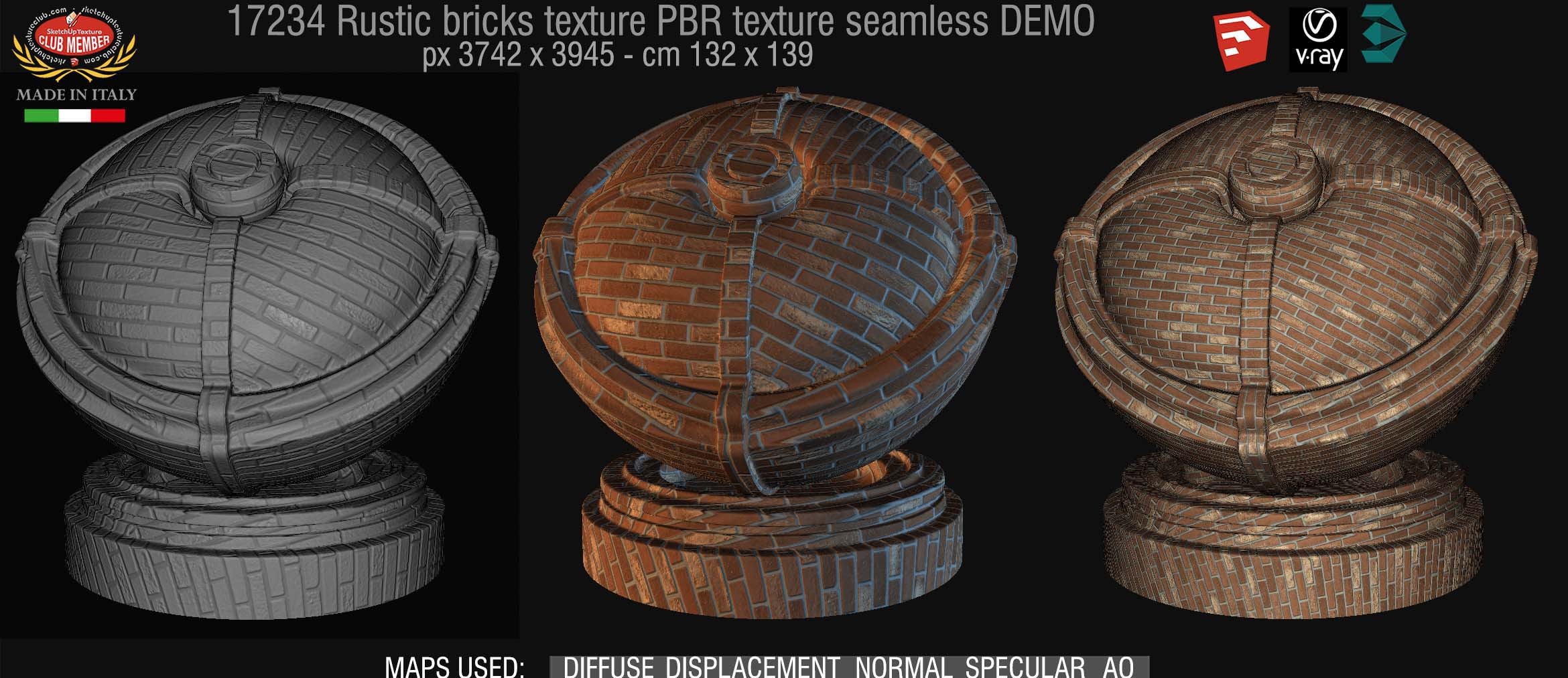 17234 rustic bricks PBR texture seamless DEMO