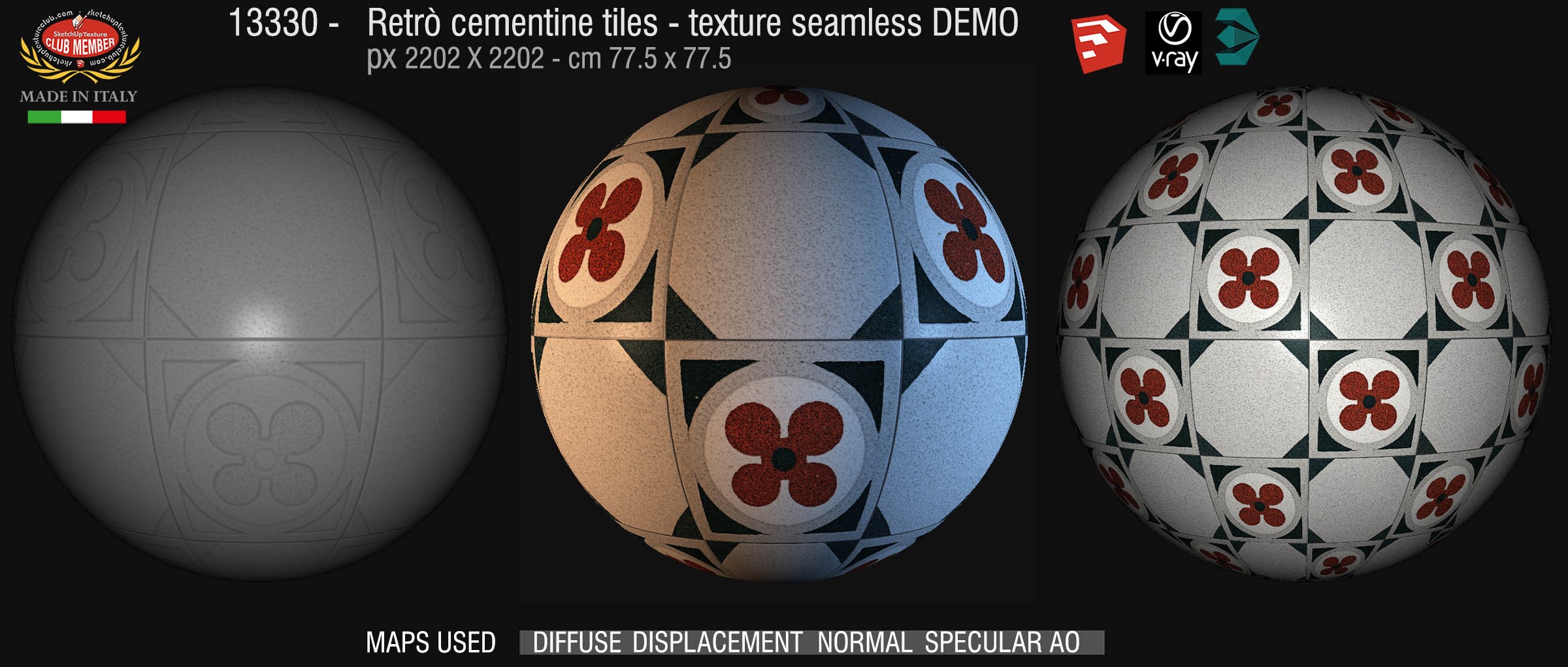 13330 retrò cementine tiles - texture seamless + maps DEMO