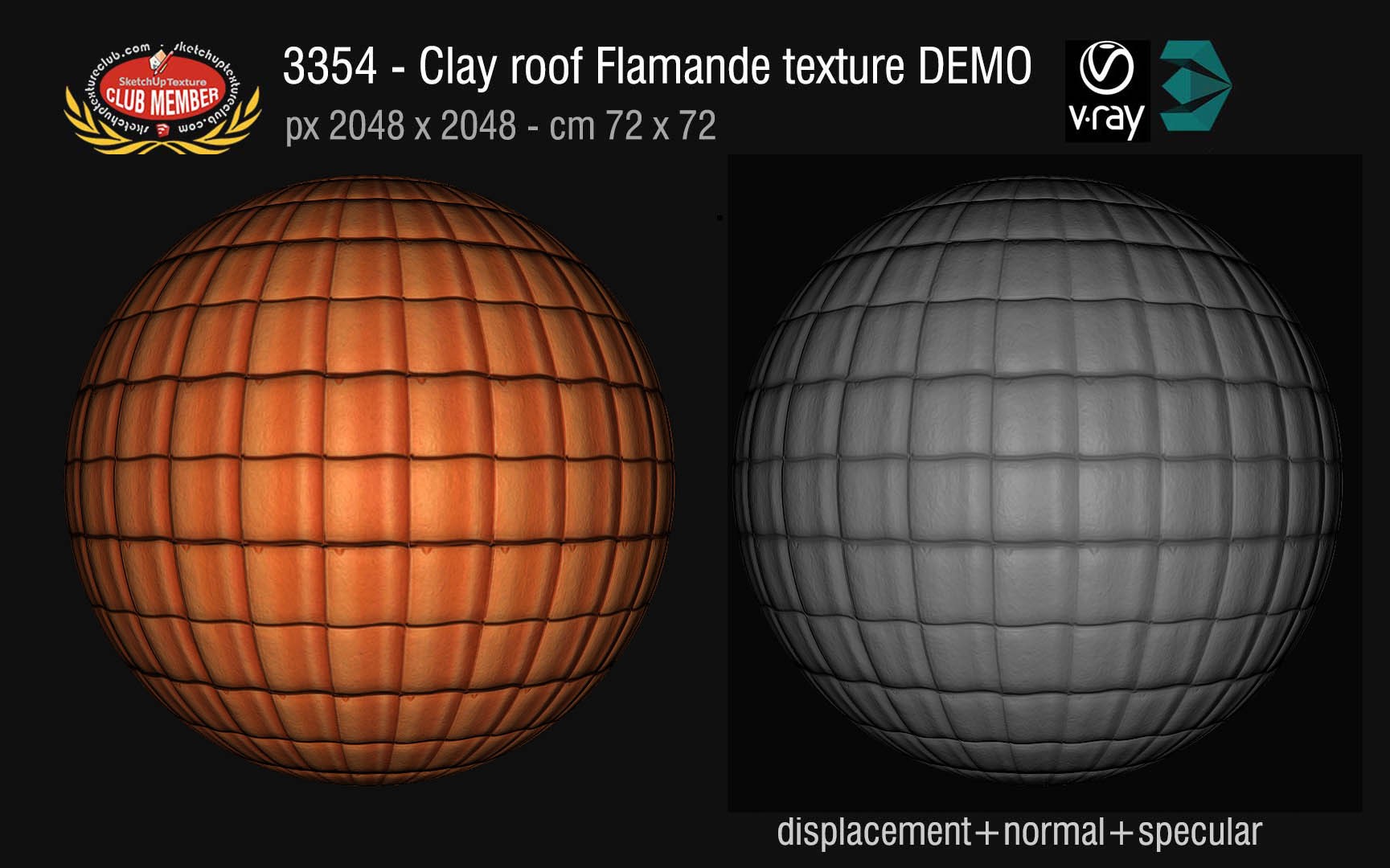 03354 Clay roofing Flamande texture + maps DEMO