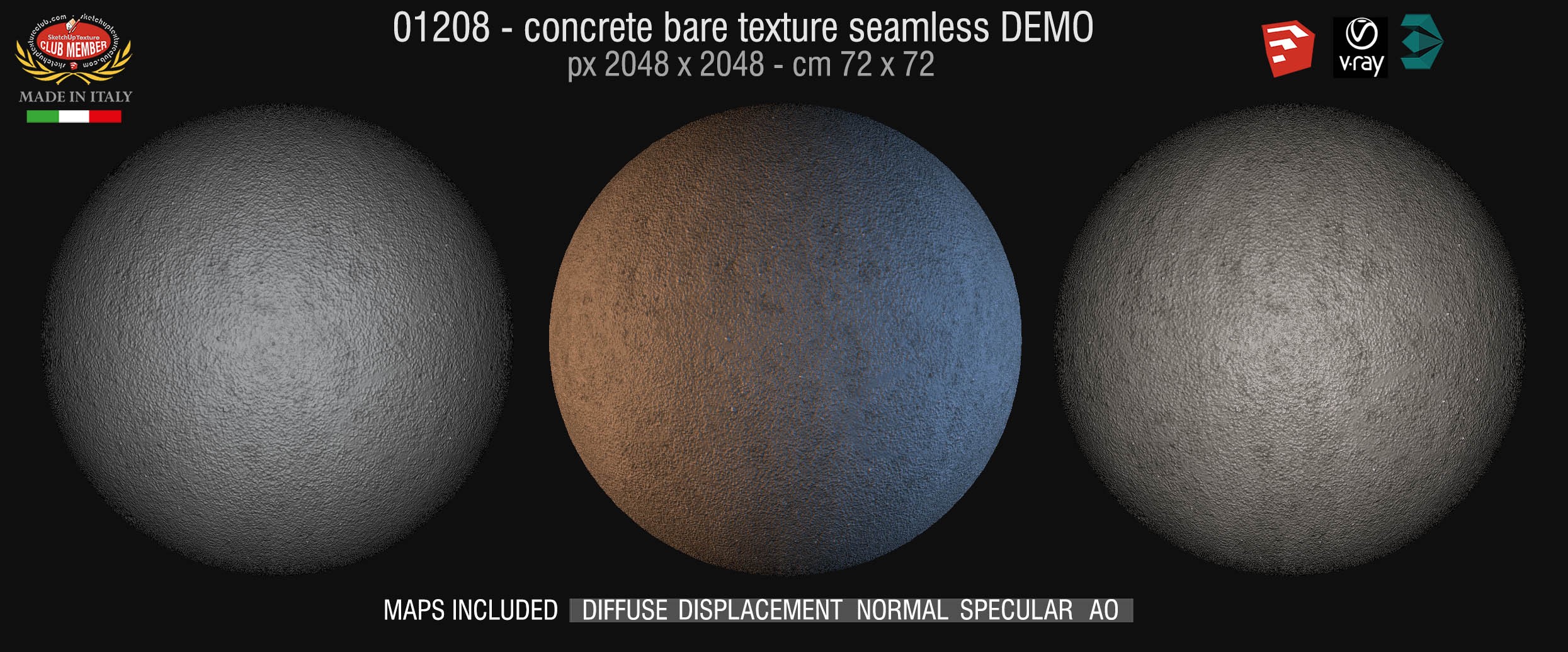 01208 HR Concrete bare clean texture + maps DEMO