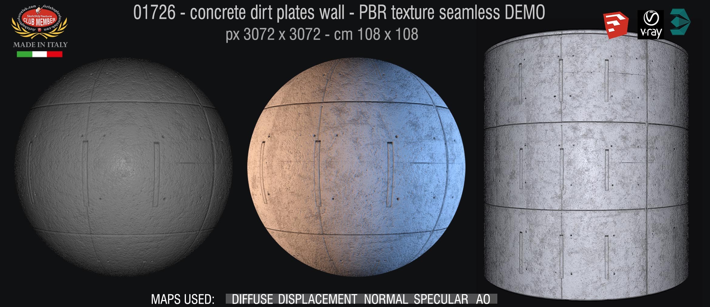01726 concrete dirt plates wall PBR texture seamless DEMO