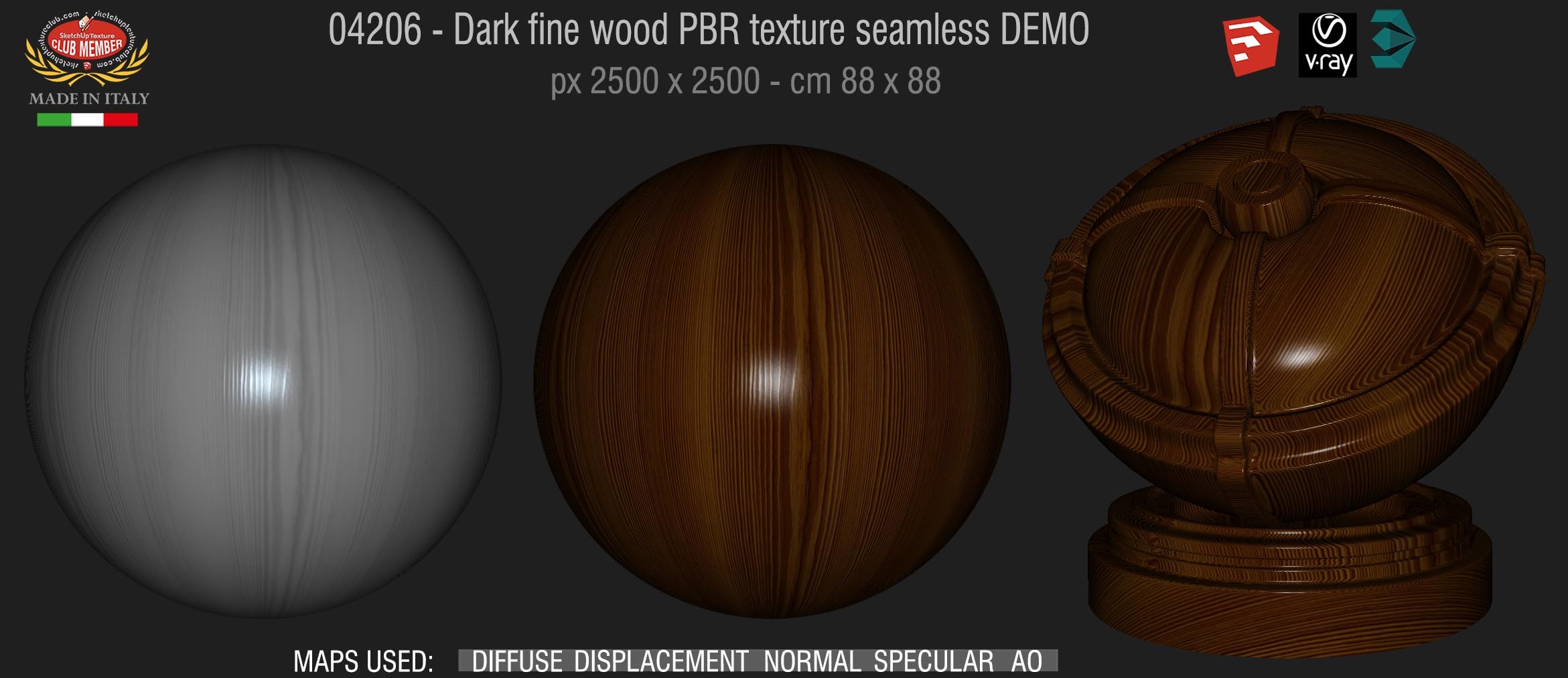 04206 Dark fine wood PBR texture seamless DEMO