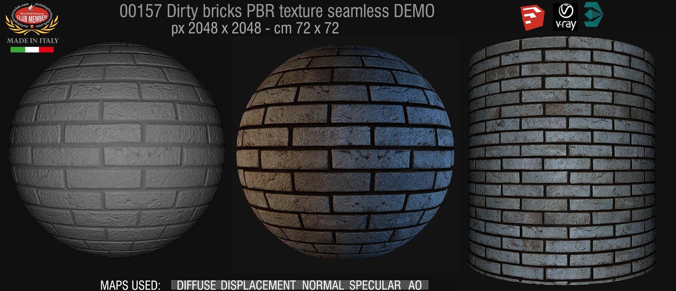 00157 Dirty bricks PBR texture seamless DEMO