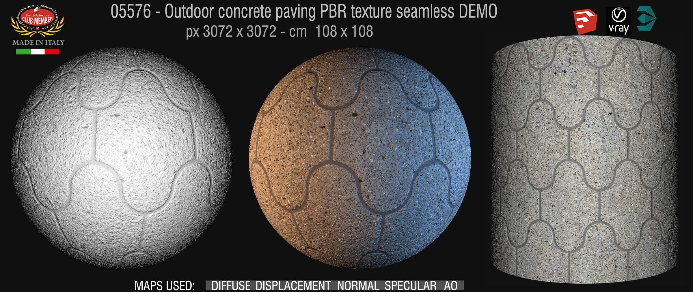 05576 Outdoor concrete paving PBR texture seamless DEMO