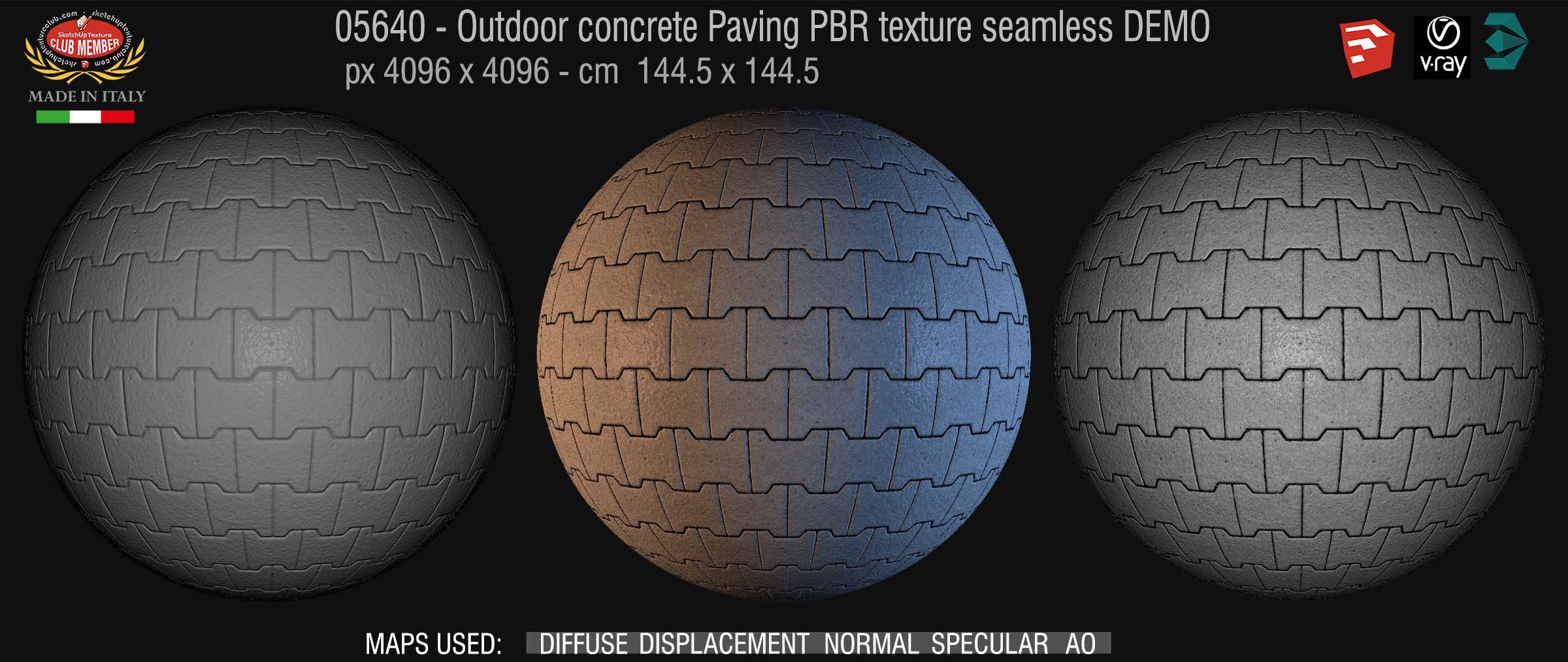 05640  Paving outdoor concrete regular block PBR texture seamless DEMO